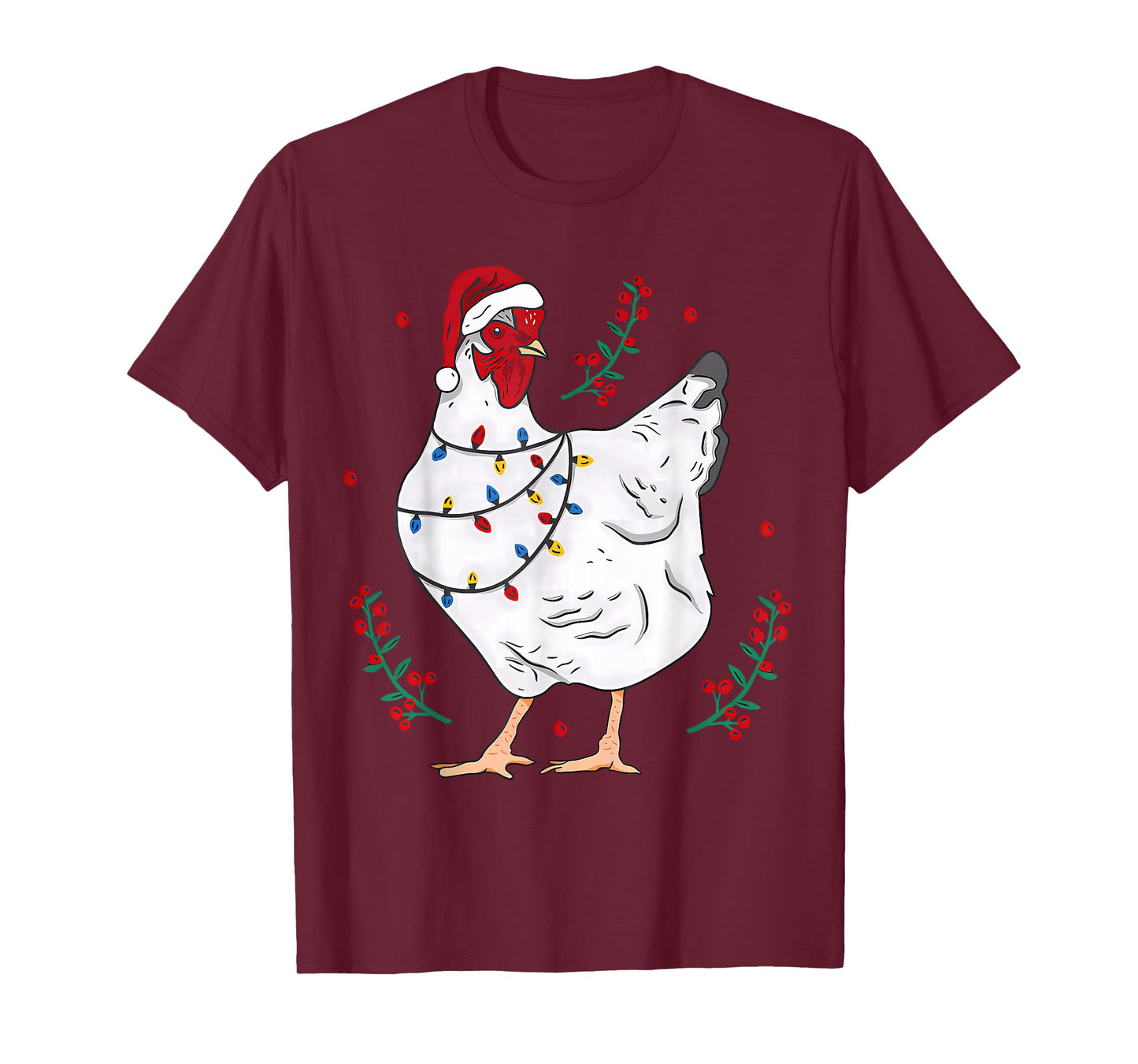 Christmas Lights Chicken Santa Funny Xmas Tree Chick T-Shirt