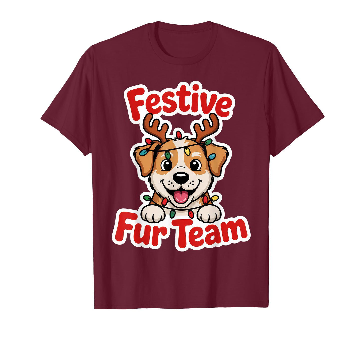 Festive Family Xmas Lighting Santa Dog Christmas Matching T-Shirt