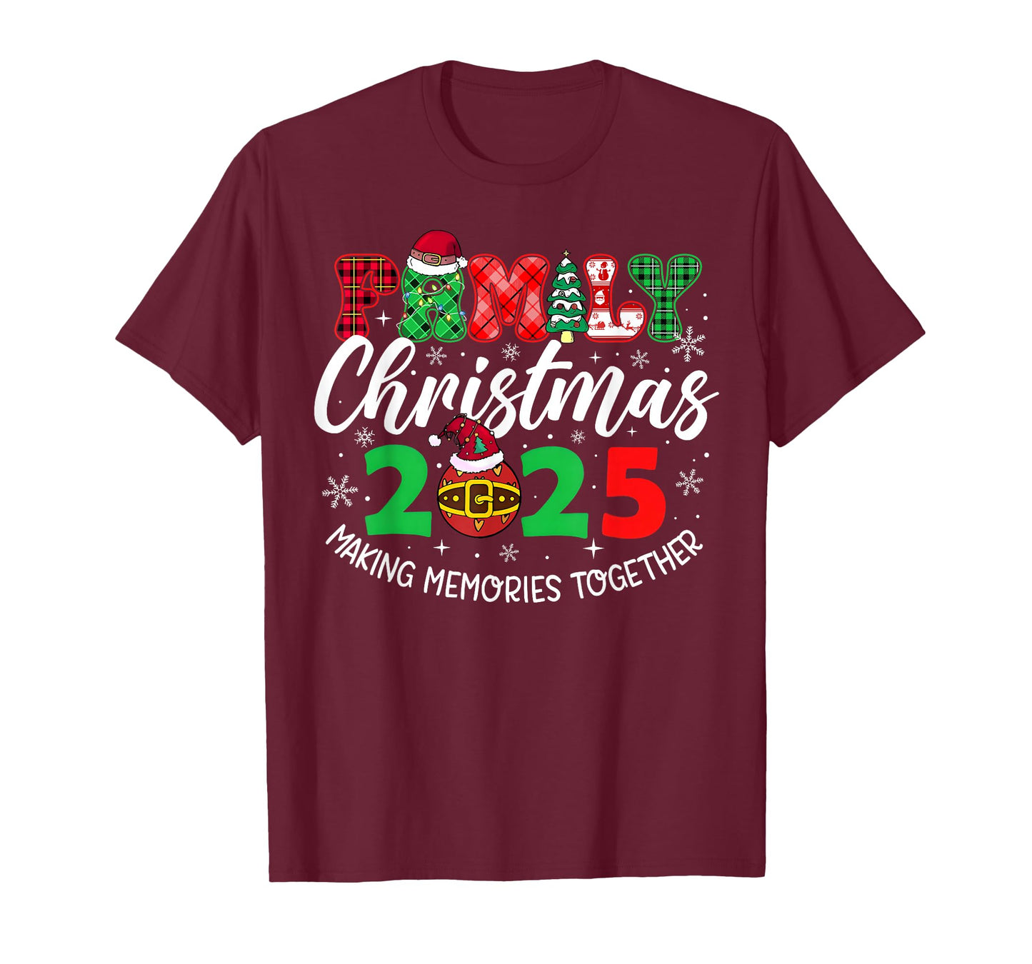 Family Christmas 2025 Xmas Lights Santa Snowflake Pajamas T-Shirt