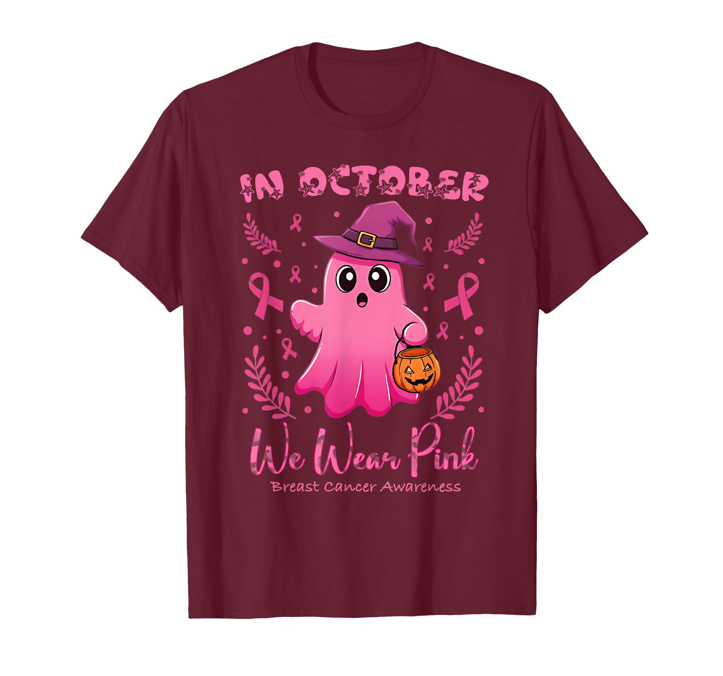 Breast Cancer Women Halloween in October We Wear Pink T-Shirt