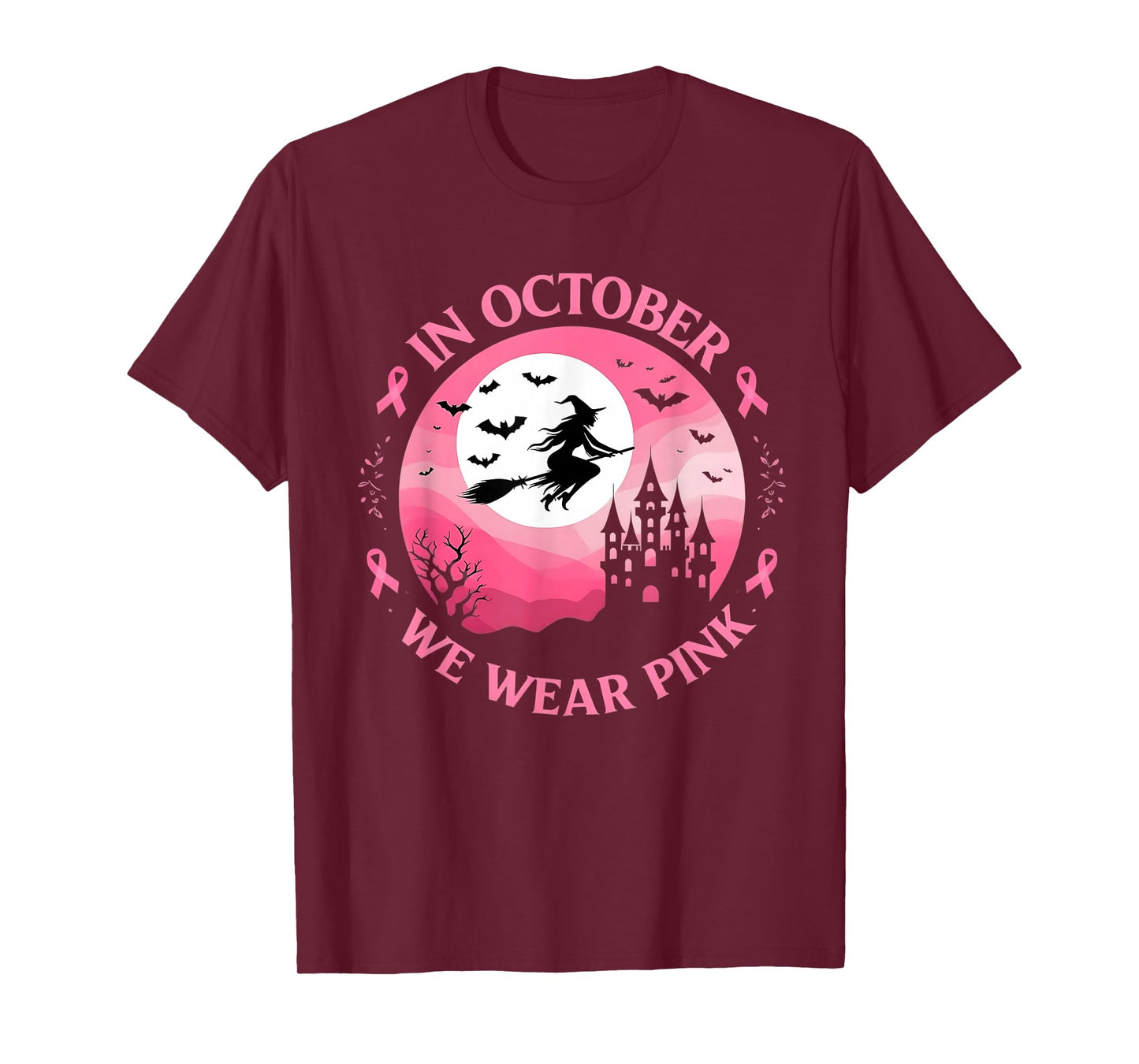 Breast Cancer Awareness in October We Wear Pink Witch T-Shirt