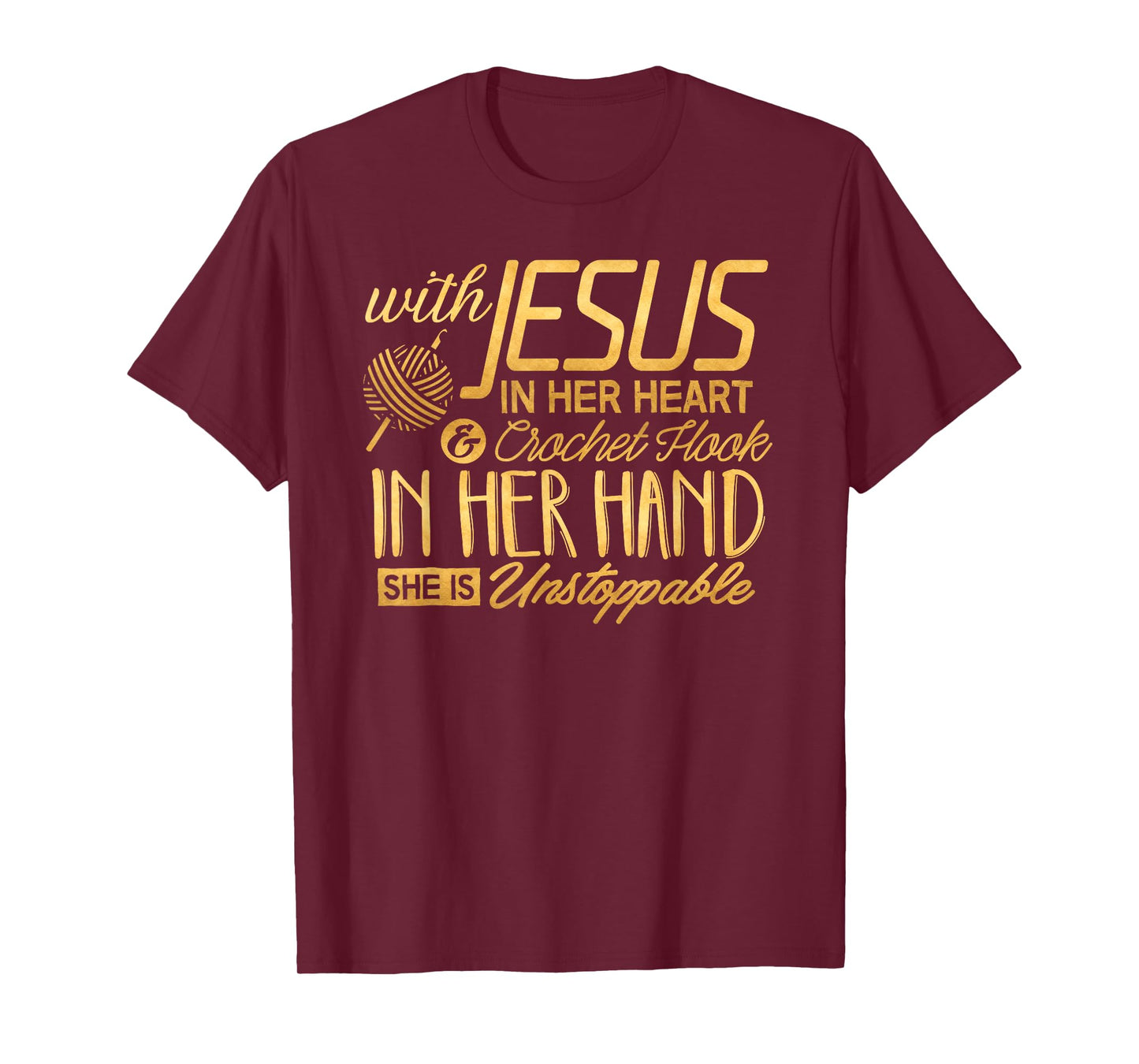 Crochet Shirt With Jesus in her Heart Crochet Hook Christian T-Shirt