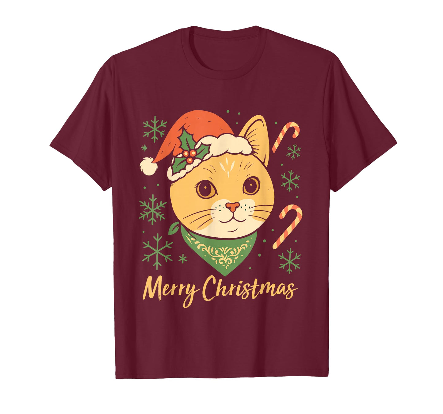 Cat Merry Christmas Santa Hat Xmas Family Pajama Men Women T-Shirt