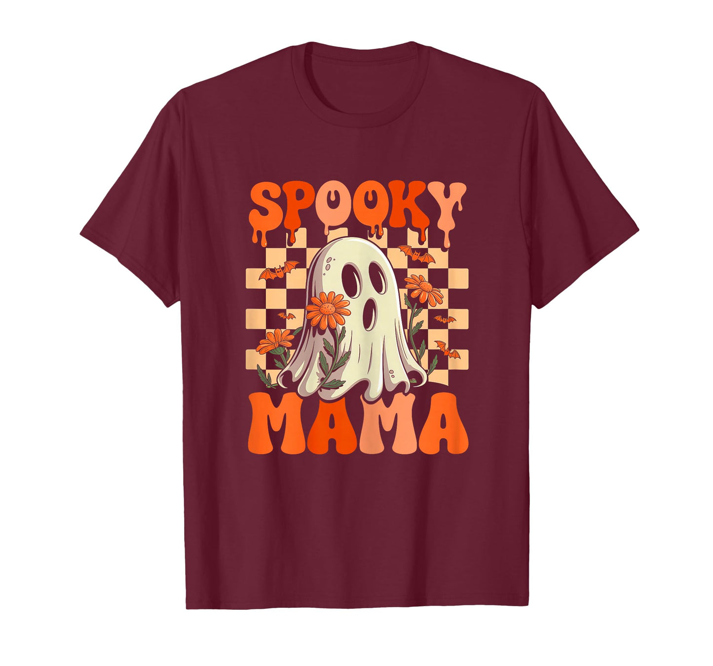 Spooky Mama Groovy Vintage Ghost Halloween Spooky Mom Mother T-Shirt