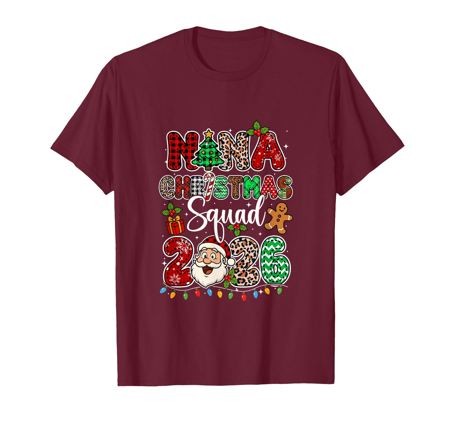 Nana Christmas Crew 2026 Leopard Funny Santa Family Group T-Shirt