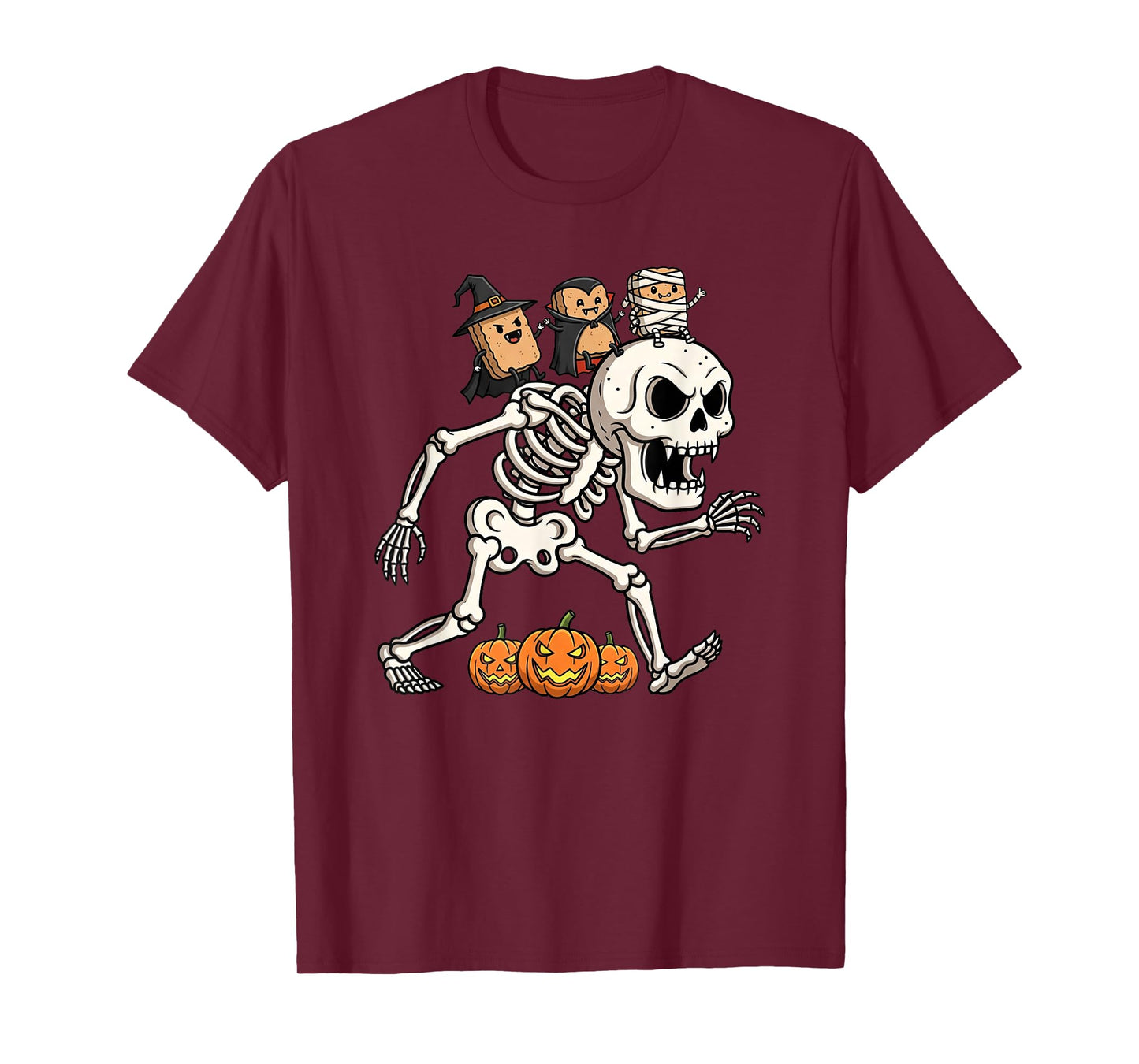 Funny Biscuit Skeleton Mummy Witch Halloween Kid Mens Womens T-Shirt