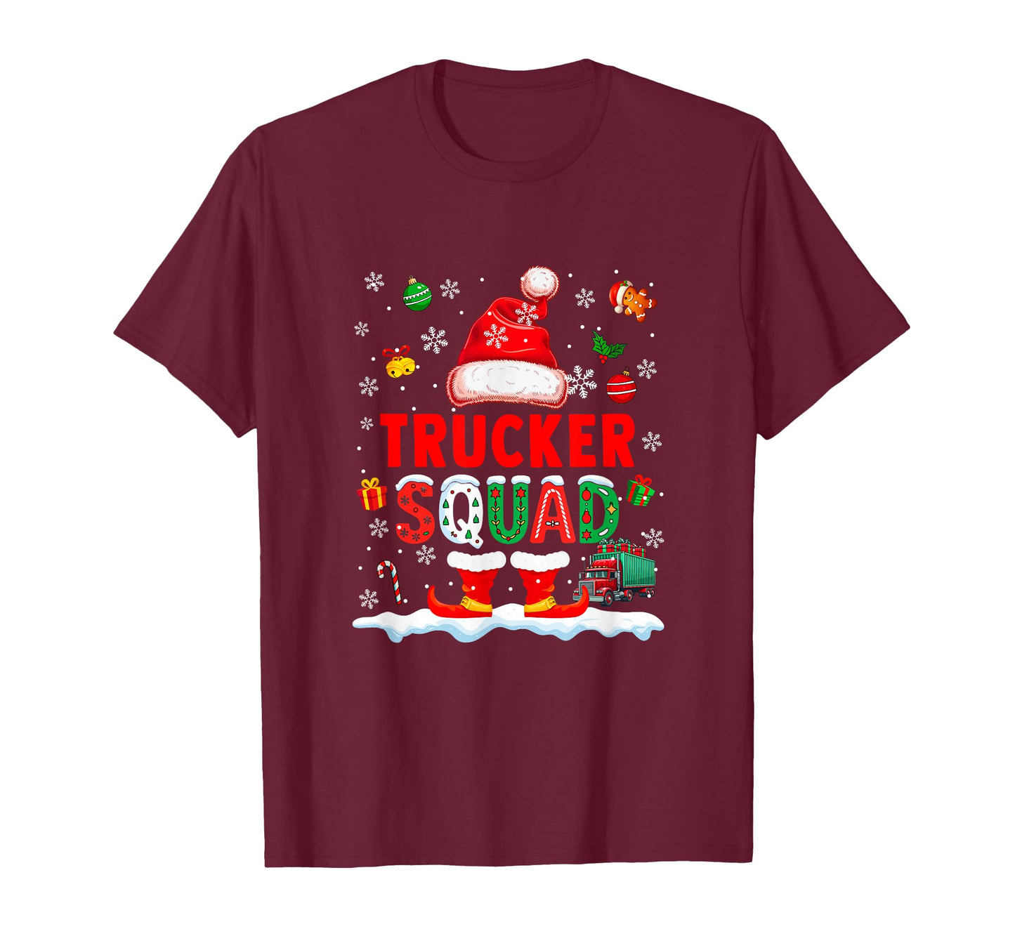 Trucker Squad Men Job Christmas Santa Costume Bow Tie T-Shirt
