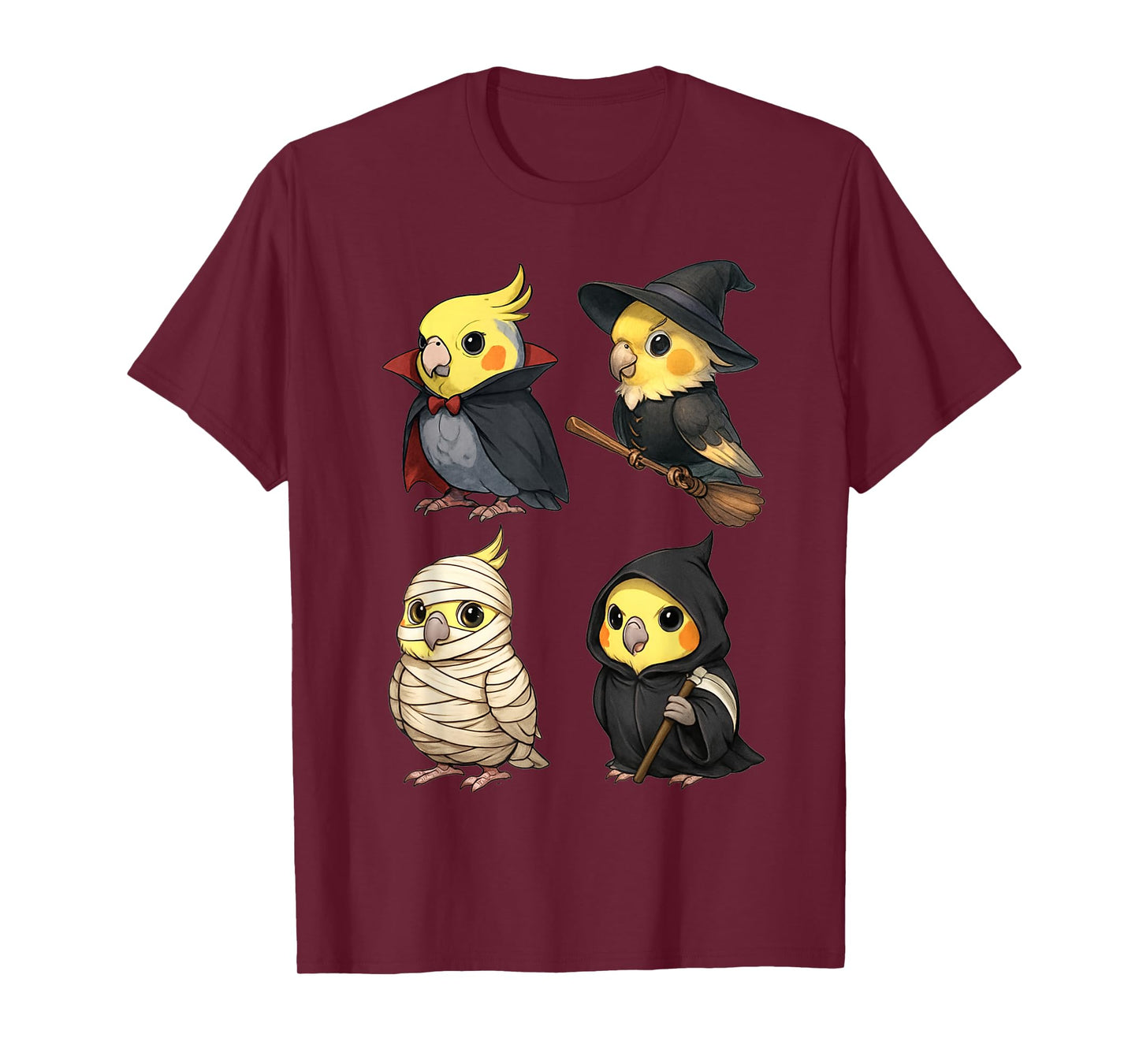 Cute Cockatiel Parrot Witch Boo Mummy Halloween Boys & Girls T-Shirt