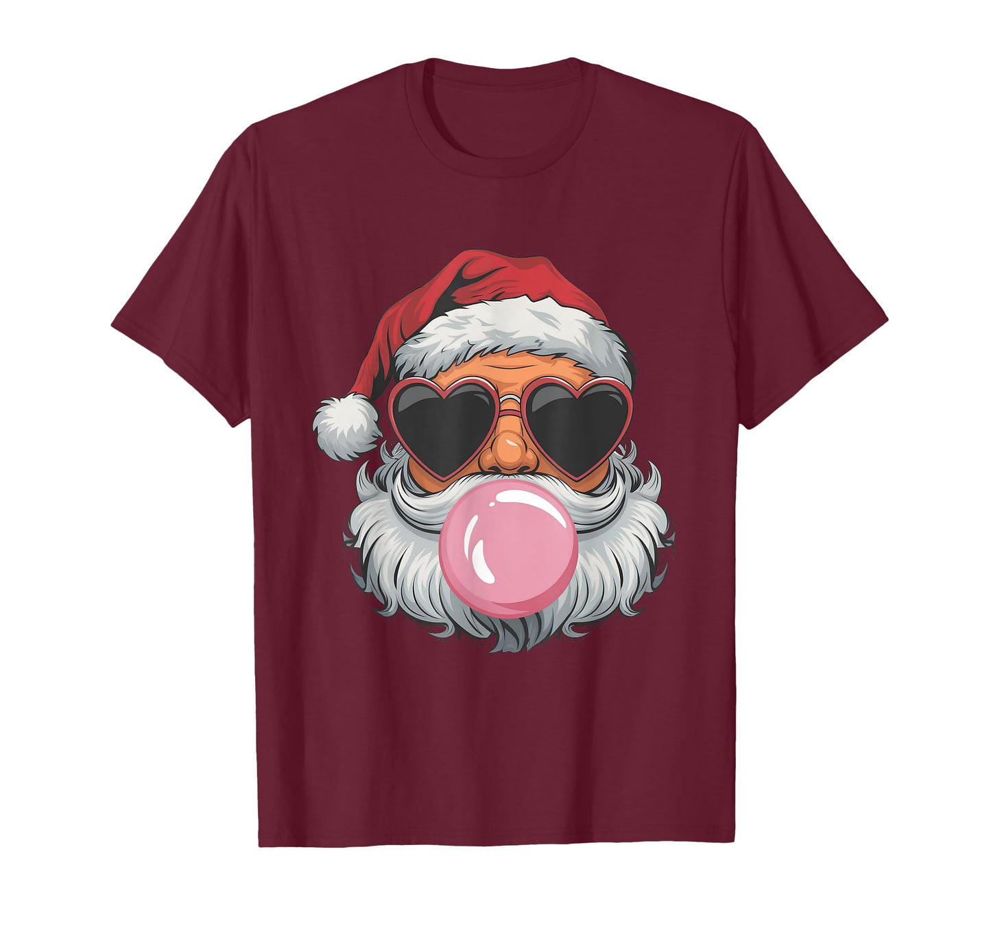Retro Cute Santa Christmas Blowing Bubble Gum Vintage Girly T-Shirt