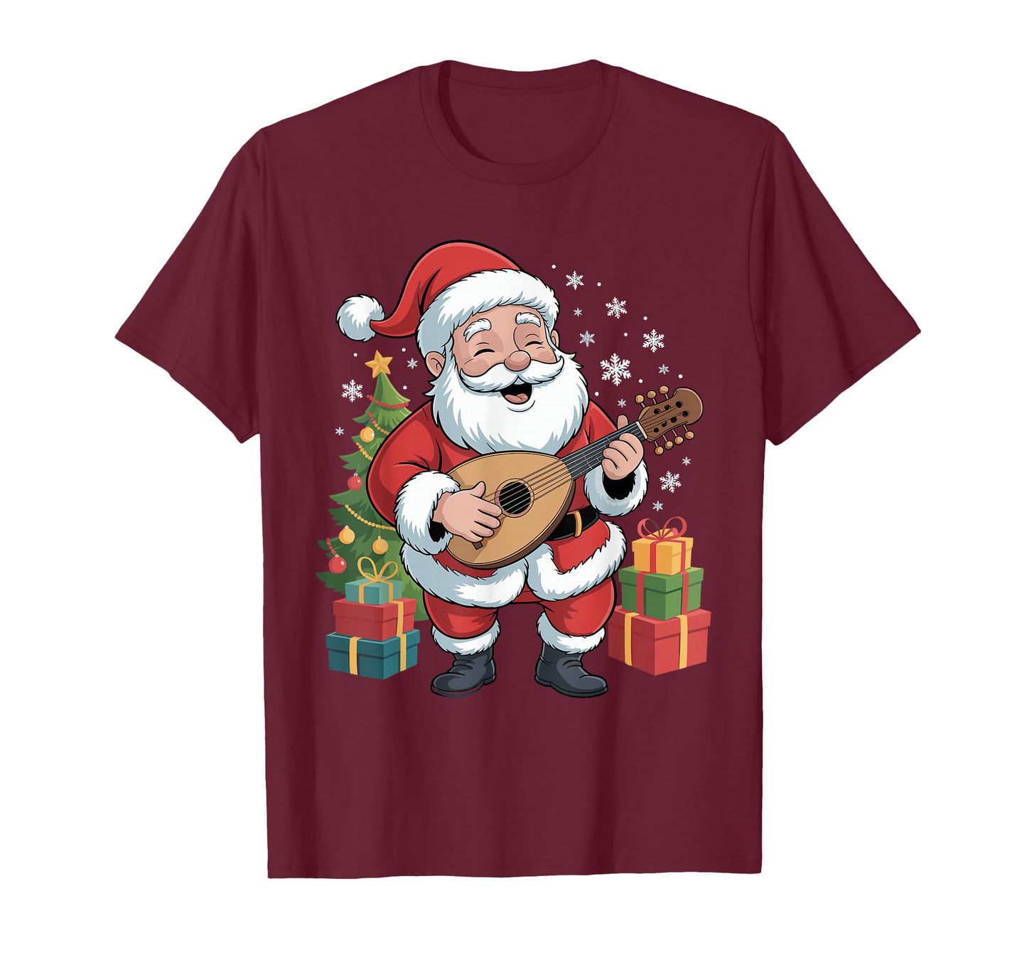 Funny Santa Christmas Design Lute Holiday Xmas Pajama T-Shirt
