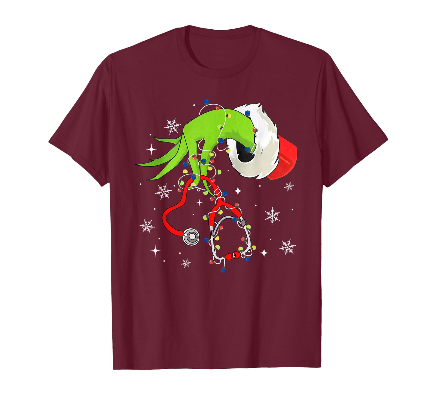 Nurse Christmas Stethoscope Nurses Xmas Pajamas Santa Women T-Shirt