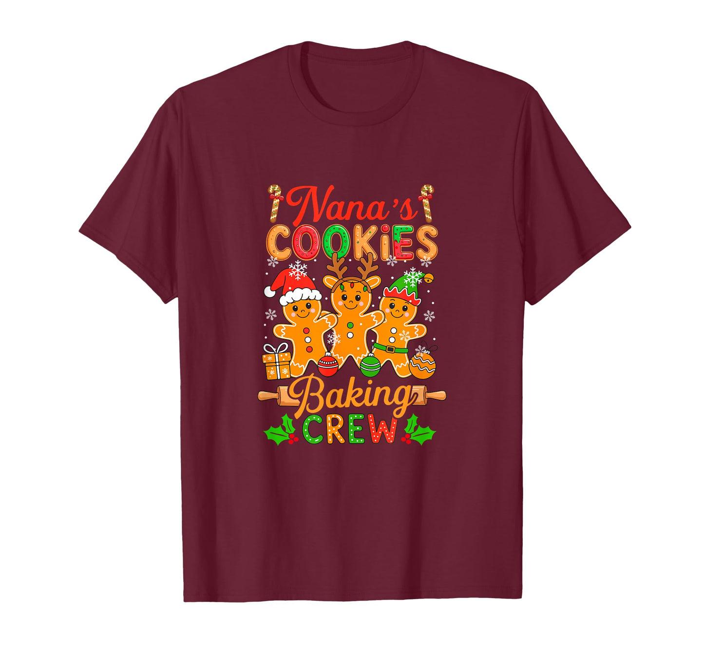 Nana's Xmas Cookie Baking Crew Funny Baker Gingerbreads T-Shirt