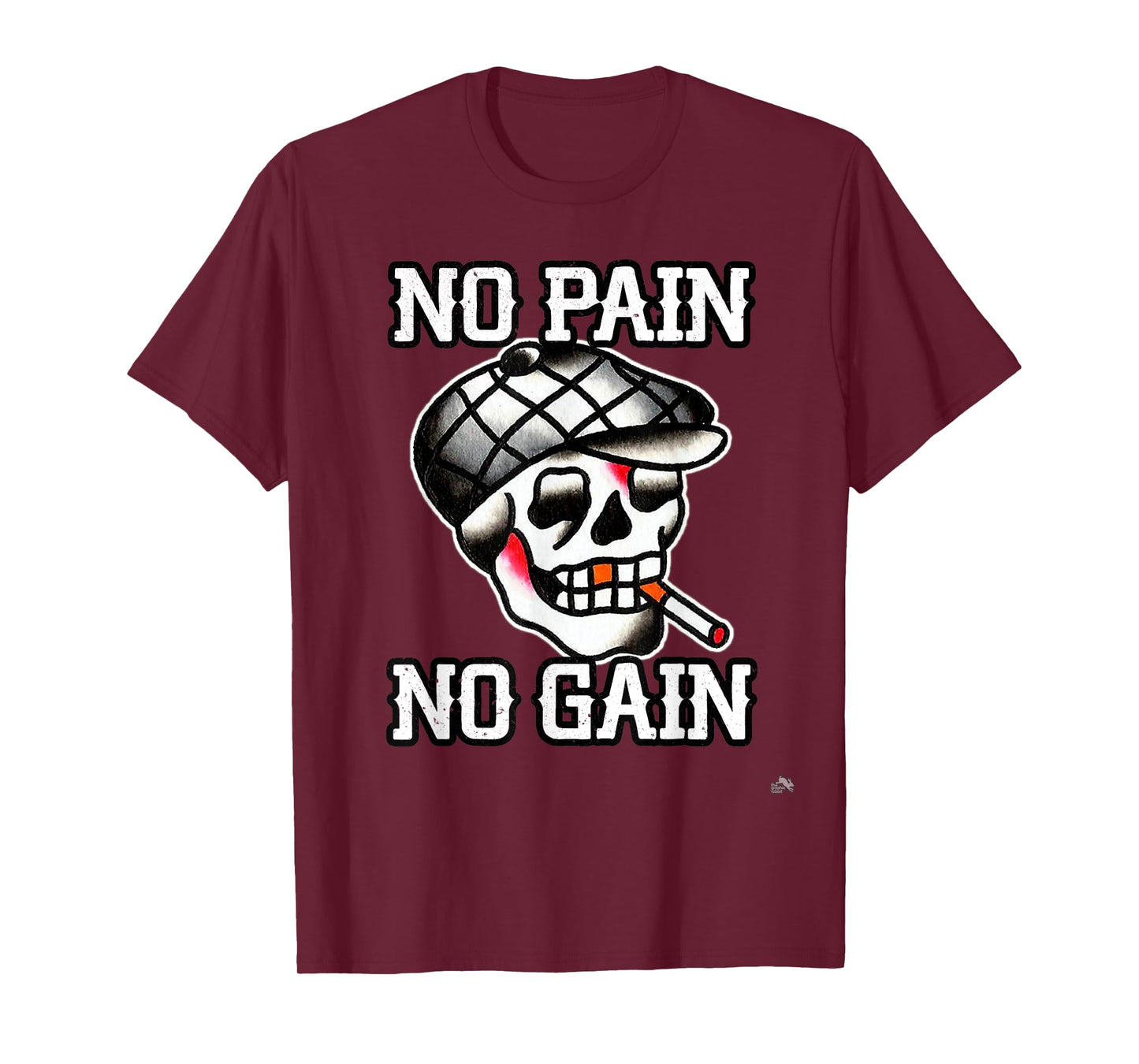 No Pain No Gain Smoking Tattoo Skull T-Shirt