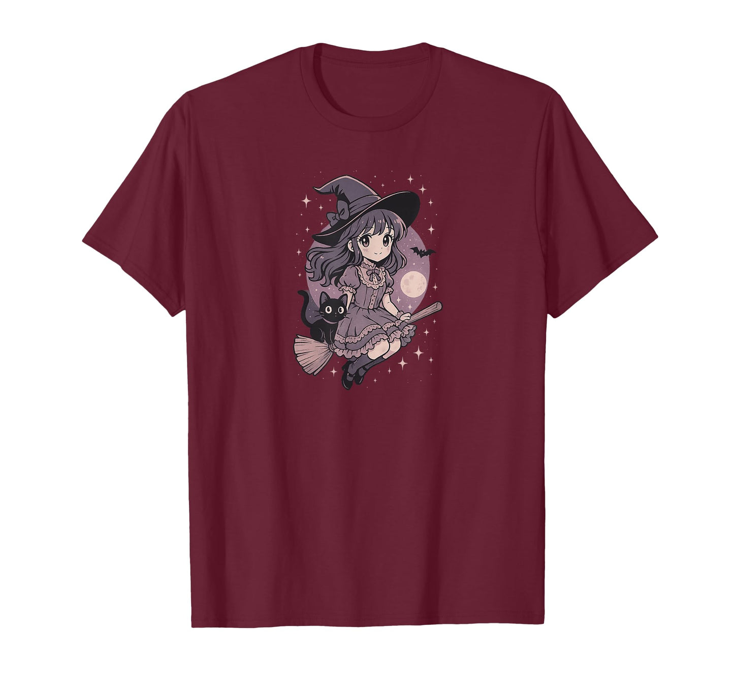 Spooky Witch and Cat Anime T-Shirt