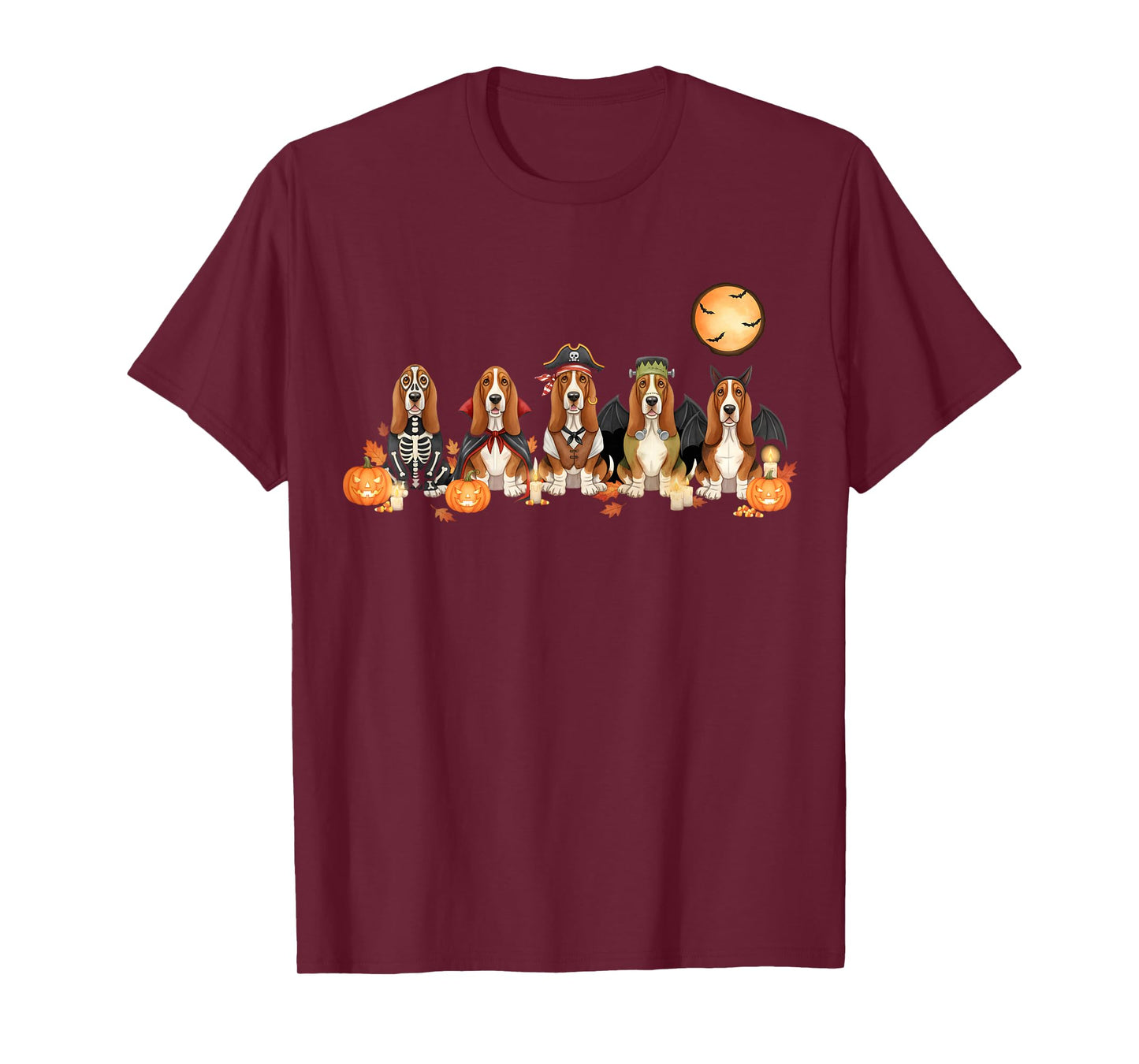Spooky Basset Hound Dogs Ghost Witch Mummy Basset Costume T-Shirt