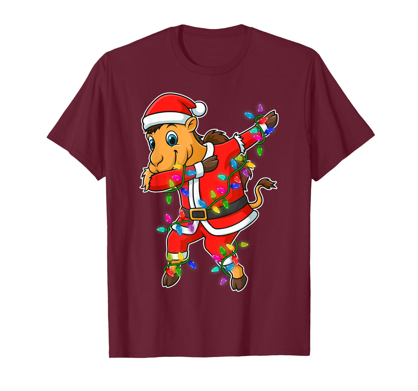 Christmas Camel Dabbing Lights Santa Xmas for Men Women Kids T-Shirt