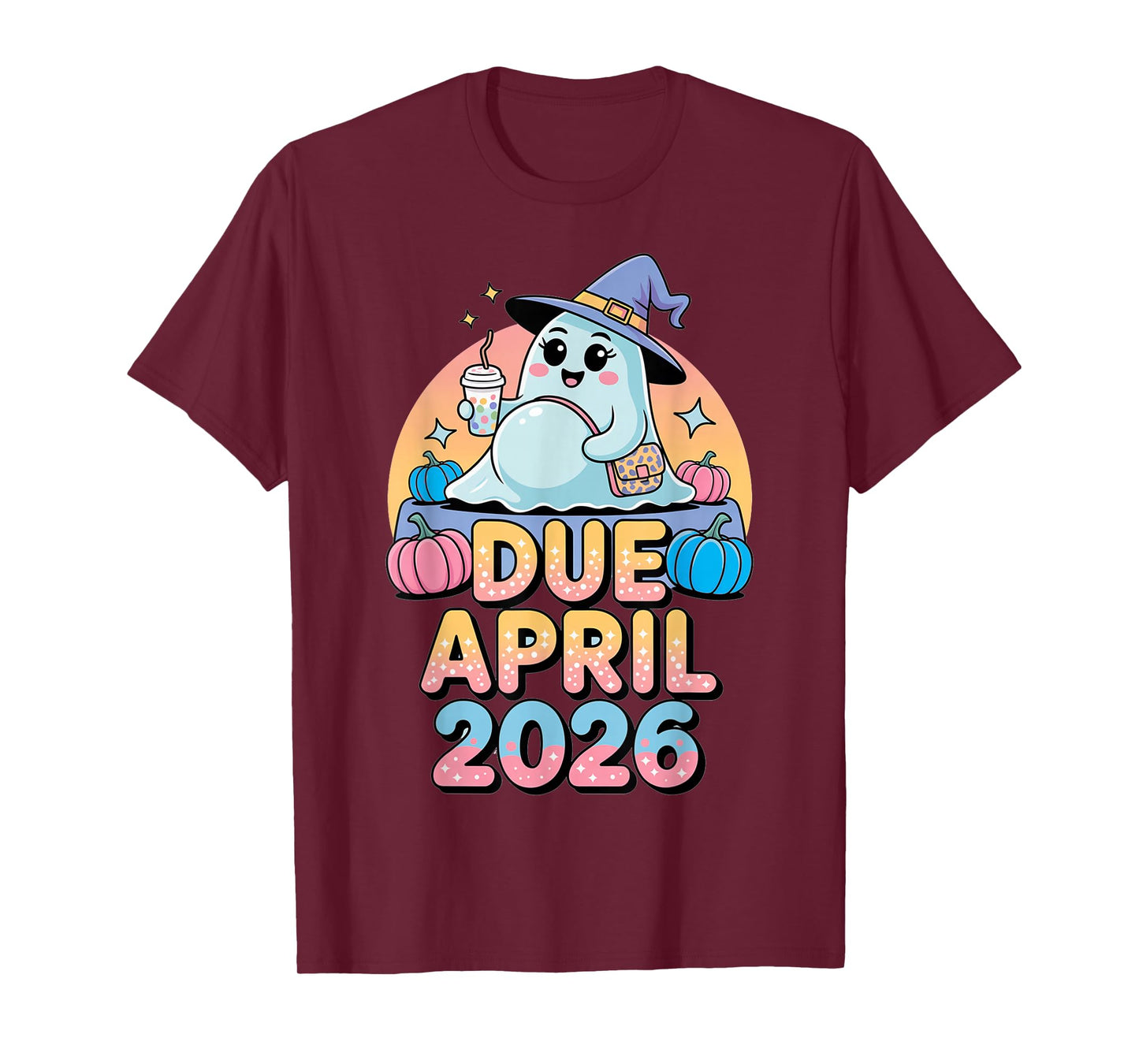 Halloween Pregnant Due April 2026 Mama Ghost Baby Mom T-Shirt