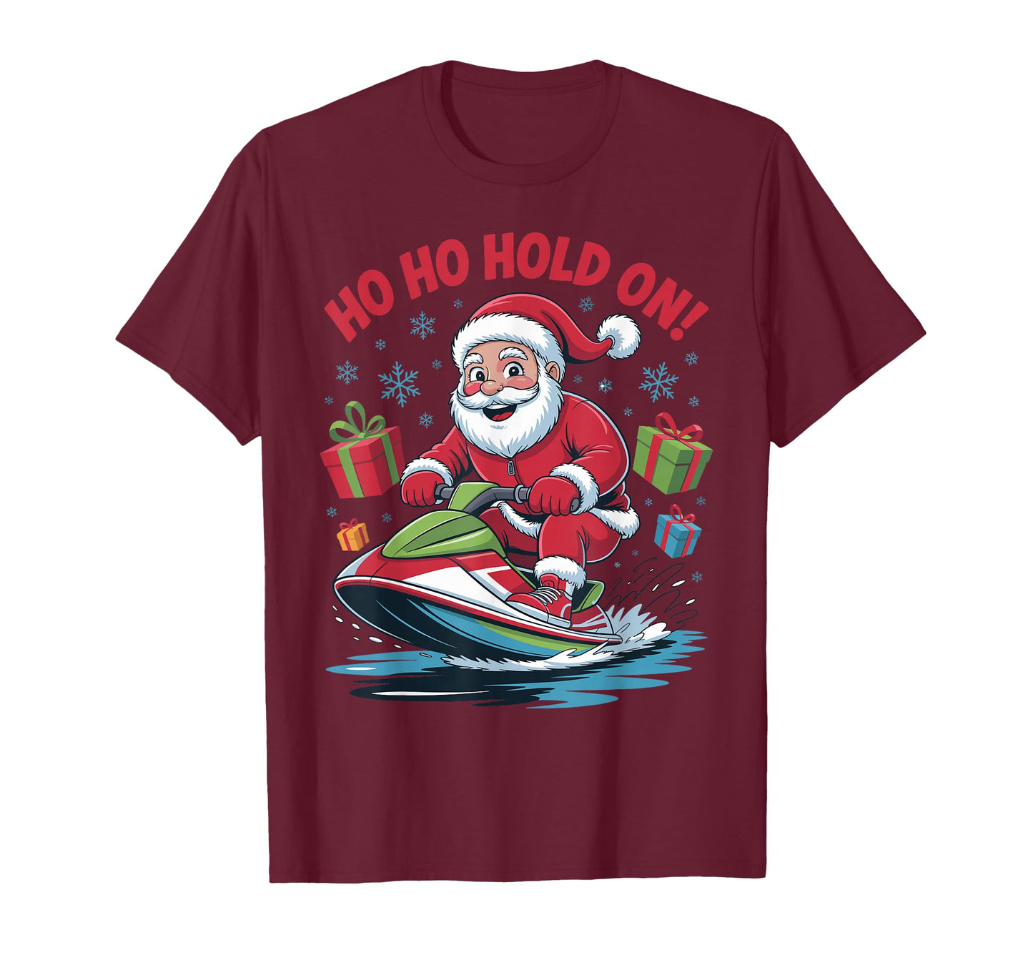 Funny Santa Jet Skiing Lover Christmas Xmas Pajama Men Women T-Shirt