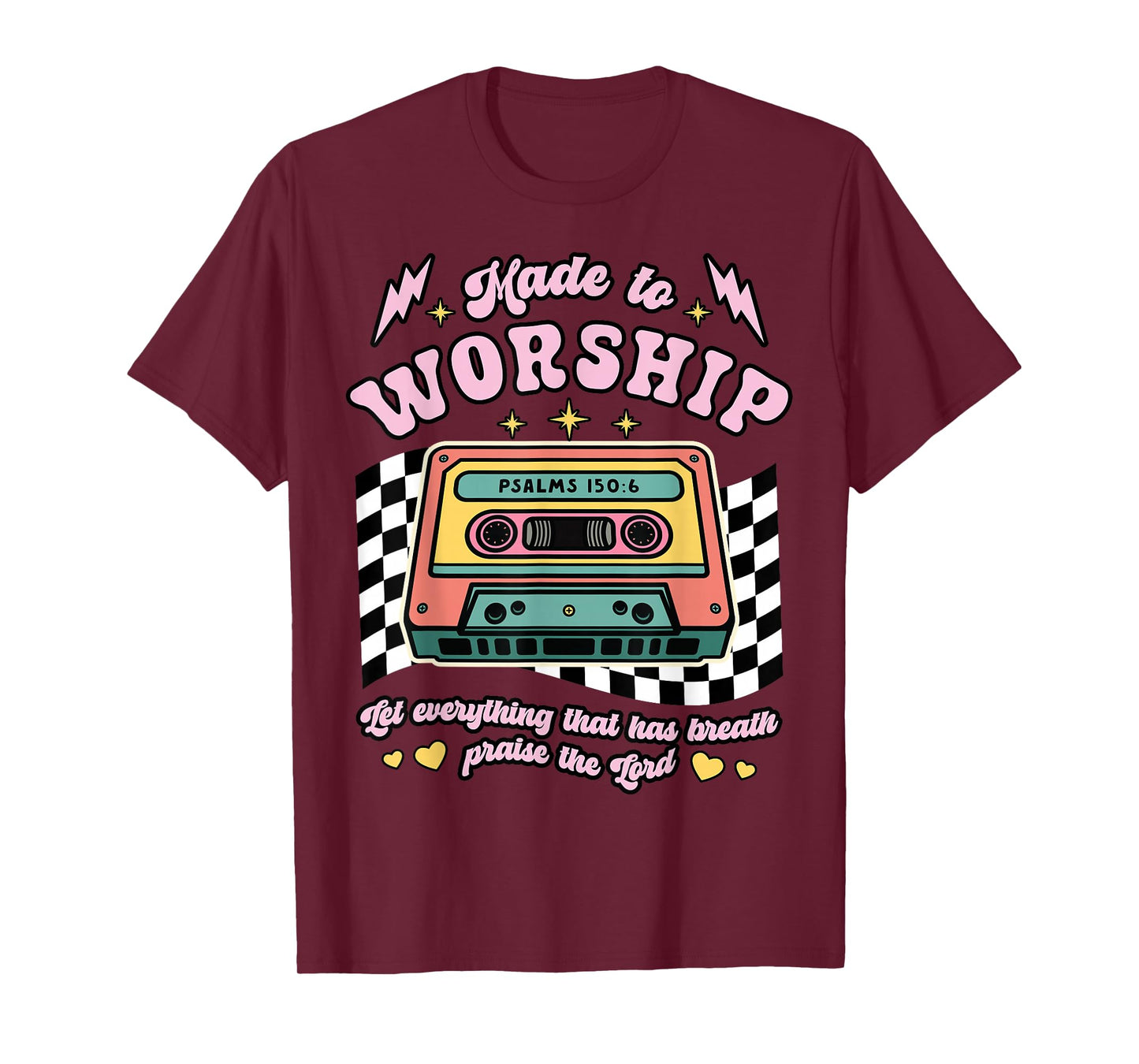 Retro Cassette Made to Worship Christian Music Bible Faith T-Shirt