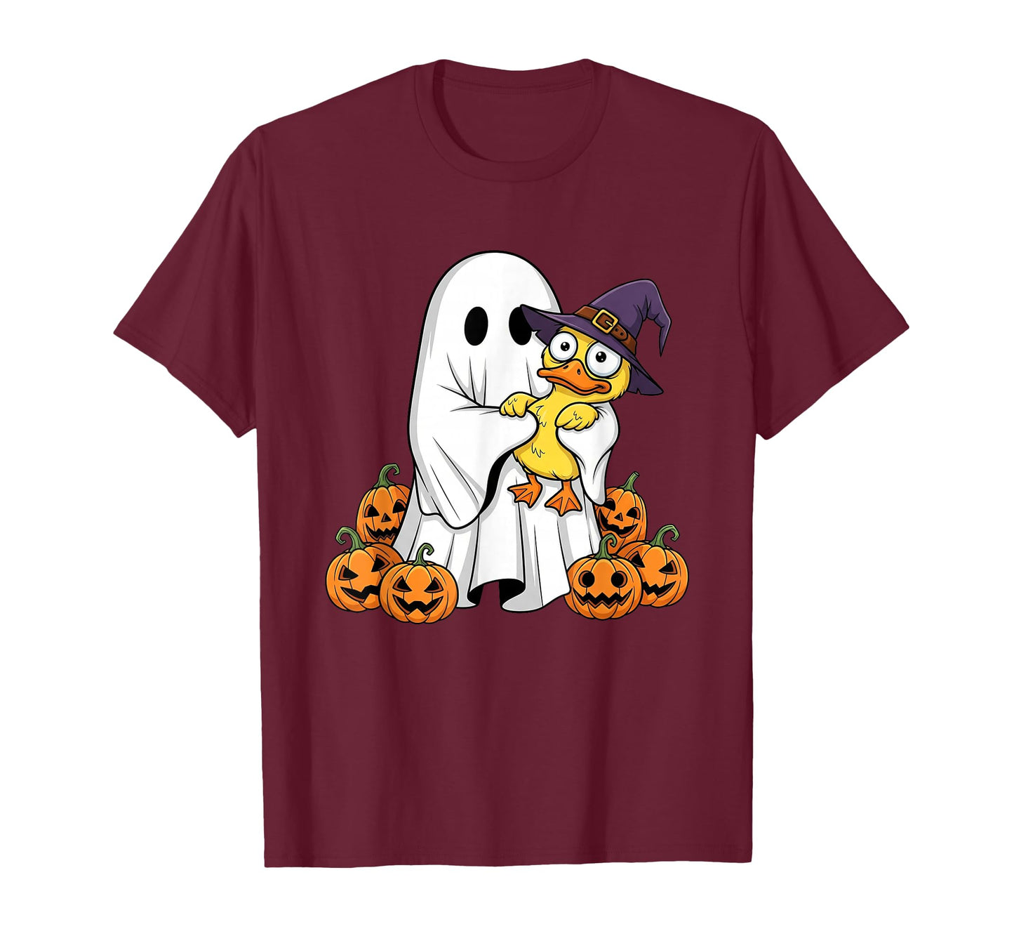 Funny Ghost Duck Pumpkin Halloween Kids Mens Womens T-Shirt