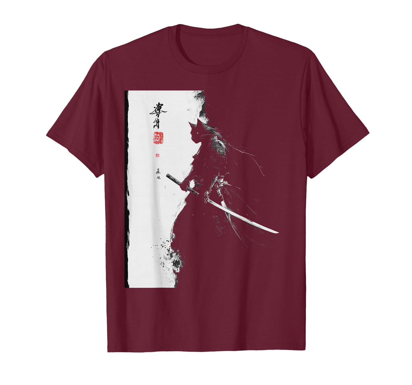 Vintage Samurai Cat Graphic Art Japanese Ukiyo-e T-Shirt