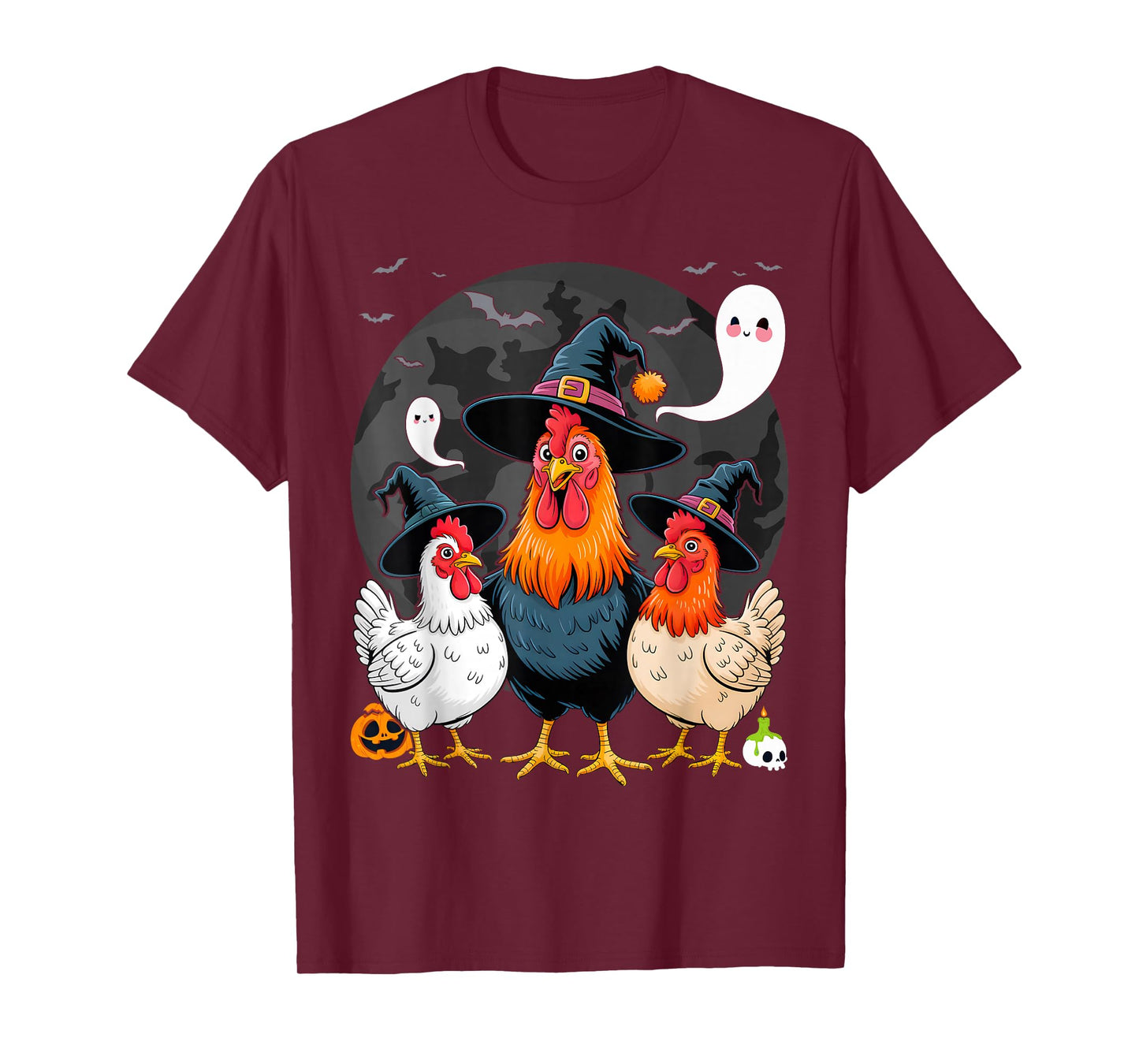 Funny Halloween Chickens Witch Spooky Season T-Shirt