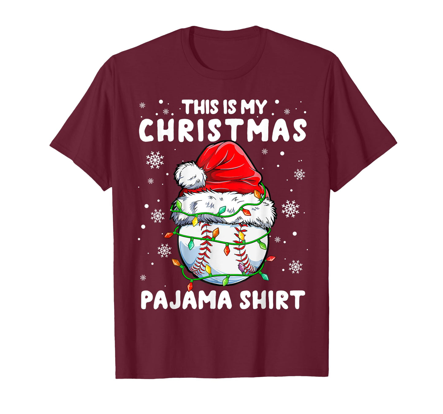 Baseball Player Christmas Santa Baseball Xmas Santa Hat Ball T-Shirt