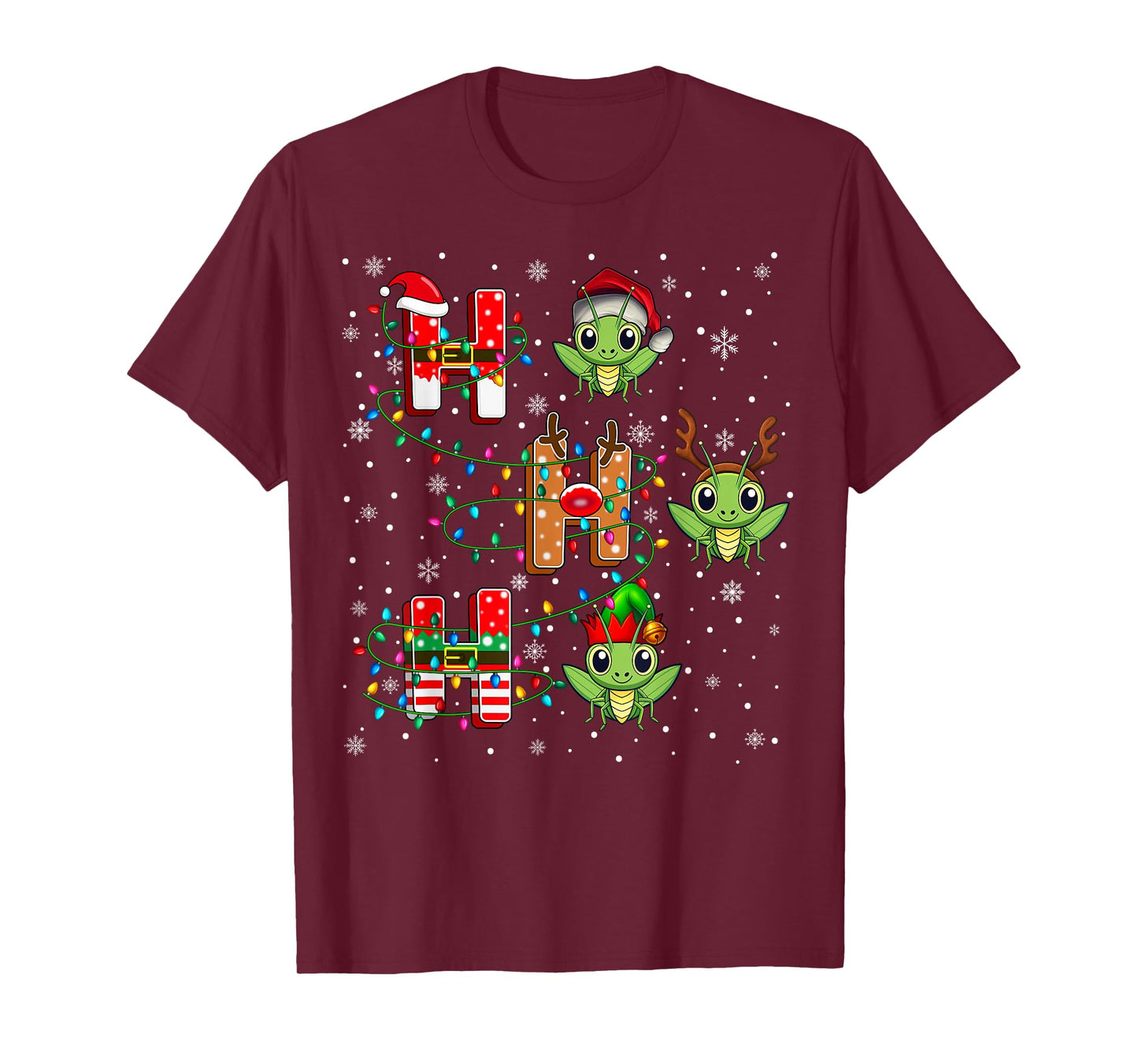 Ho Ho Ho Santa Reindeer Hat Elf Grasshopper Animal Christmas T-Shirt