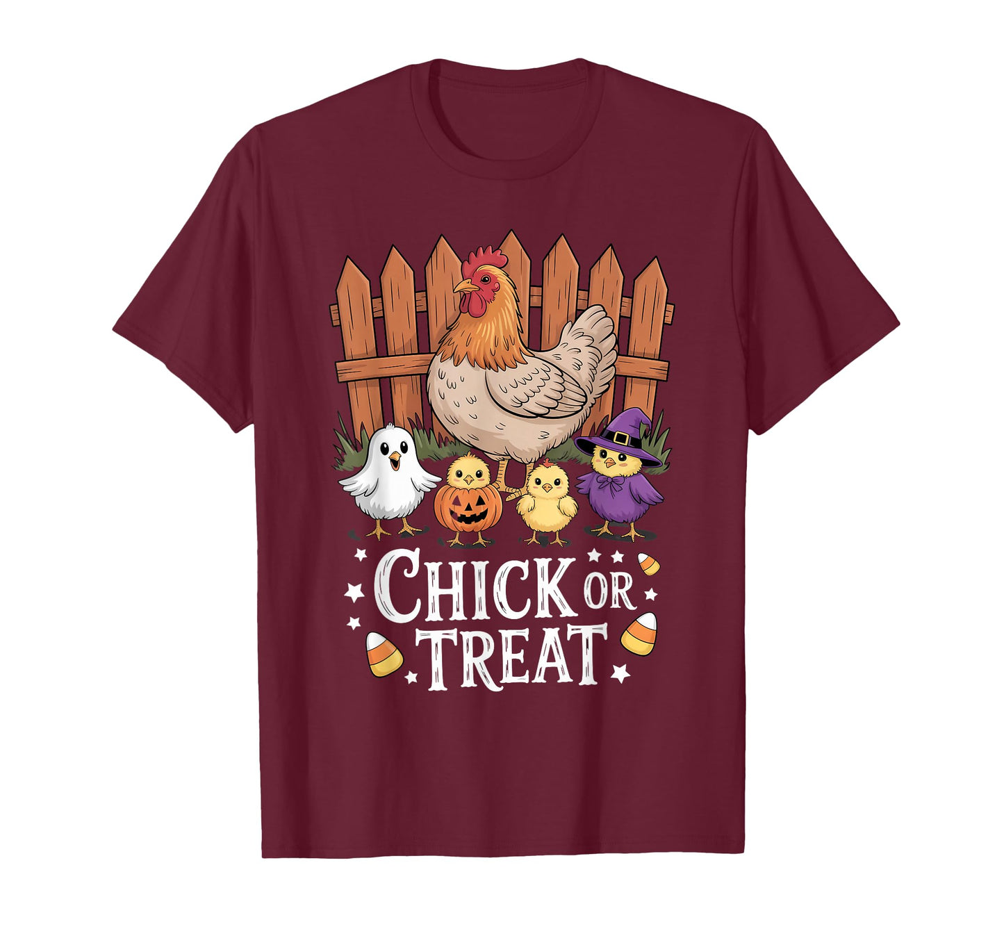 Chick or Treat Cute Halloween Witch Spooky Chicken Graphic T-Shirt