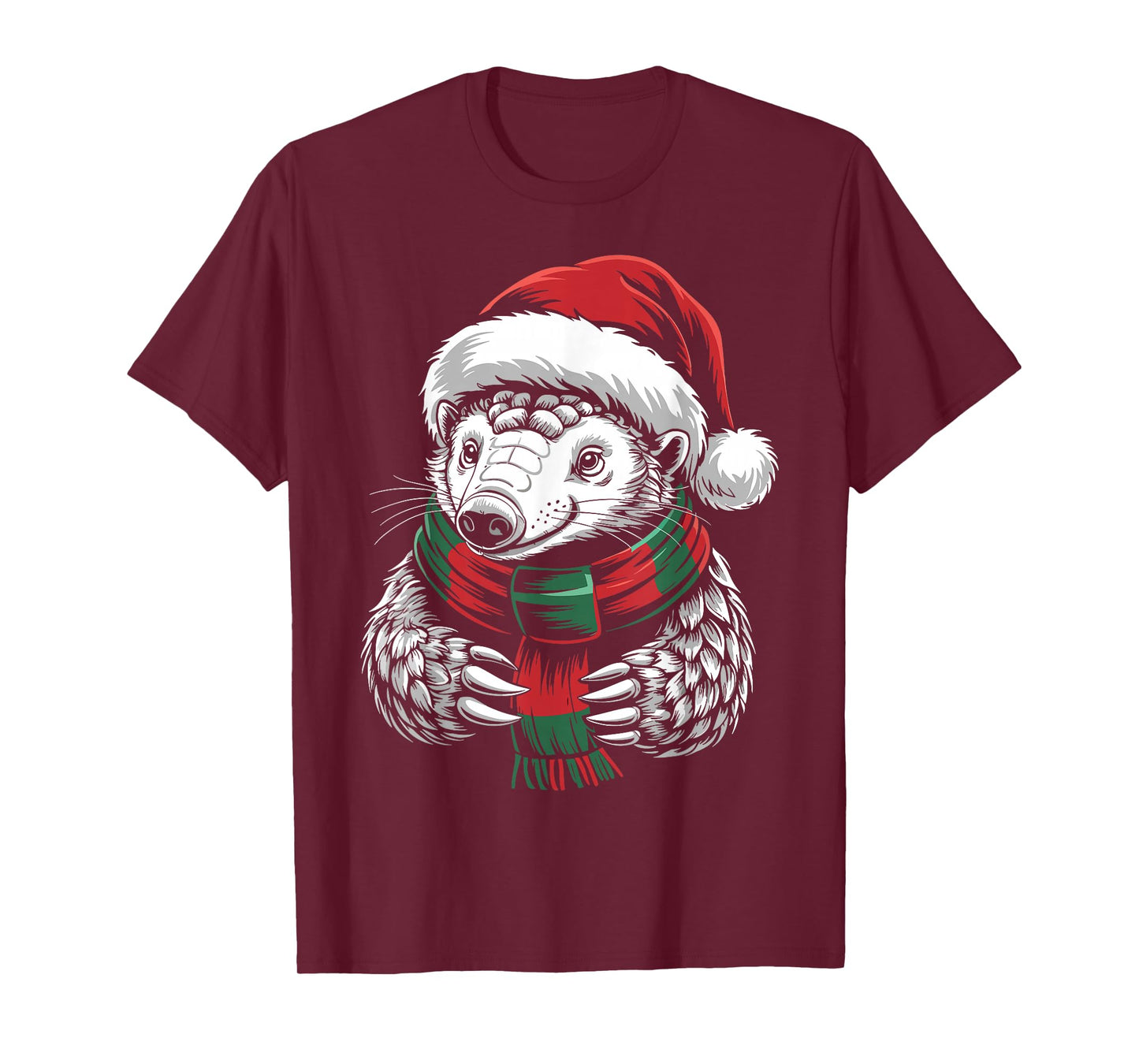 Pangolin Xmas Santa Hat Scarf Christmas Costume T-Shirt