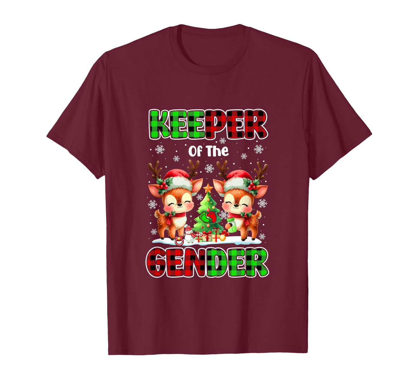 Keeper of Gender Christmas Couple Reindeer Expecting Baby T-Shirt