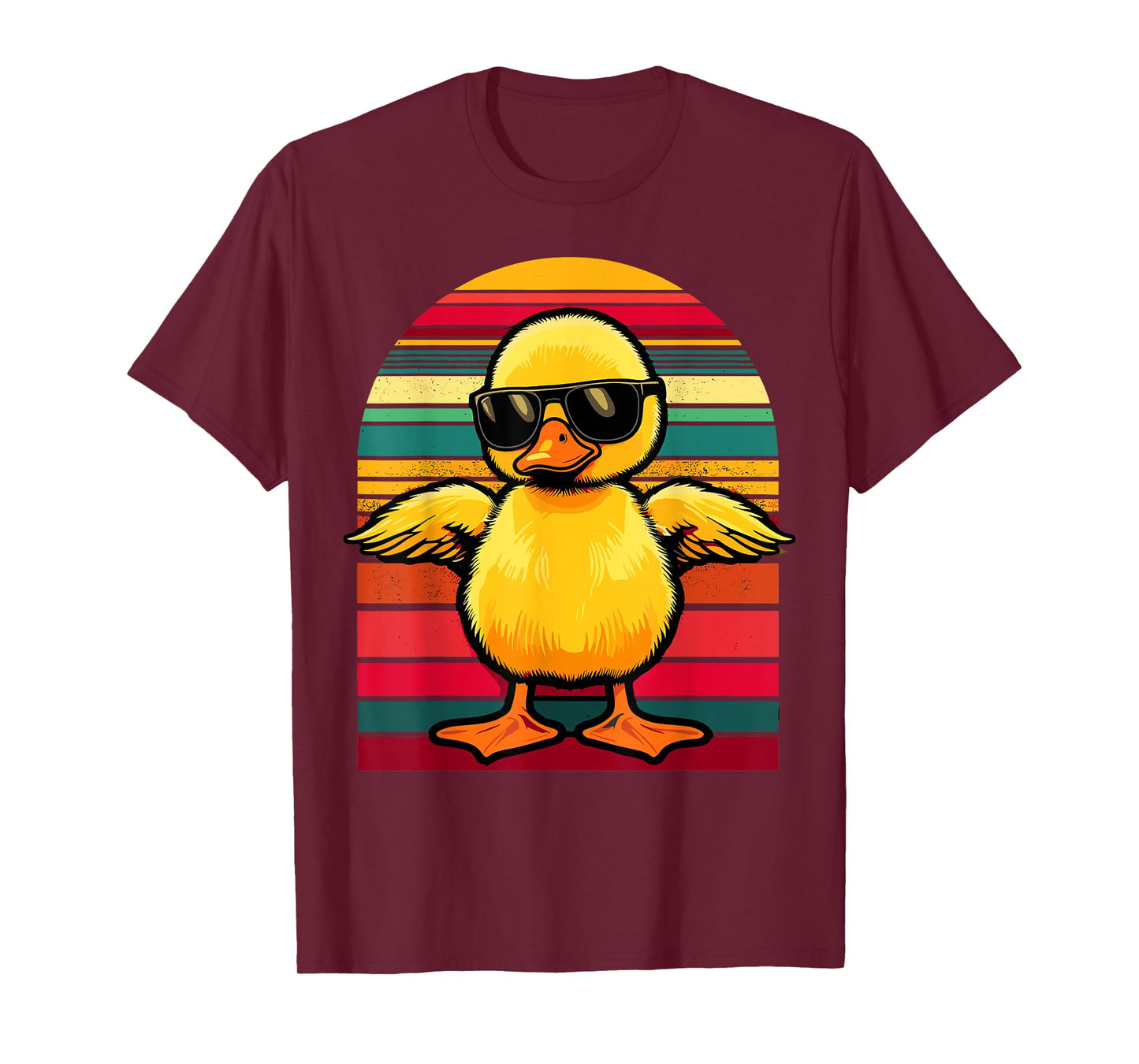 Yellow Duck in Sunglasses Retro Funny Duck T-Shirt