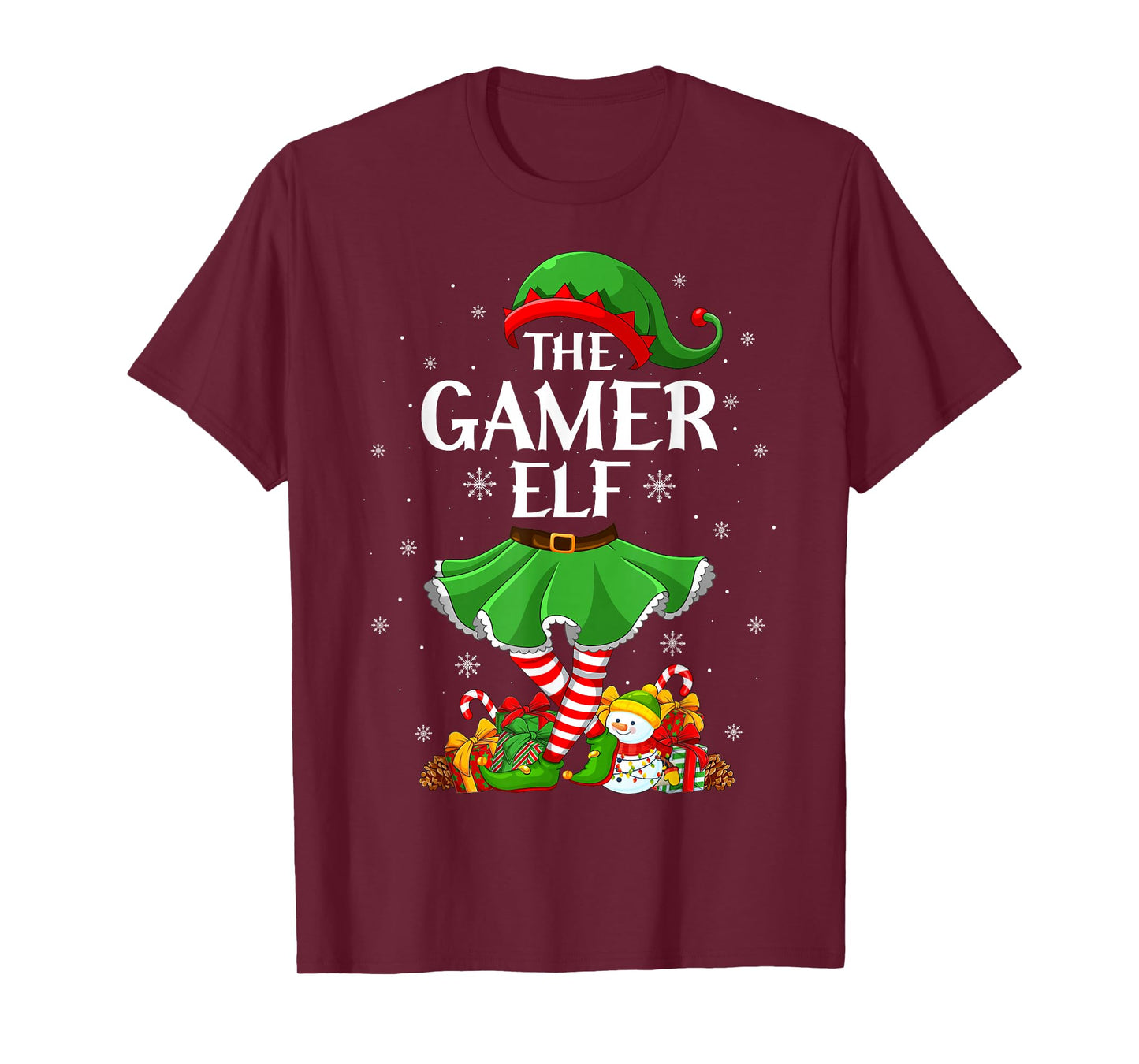 Gamer Elf Christmas Family Elf Squad Xmas Girls Women T-Shirt
