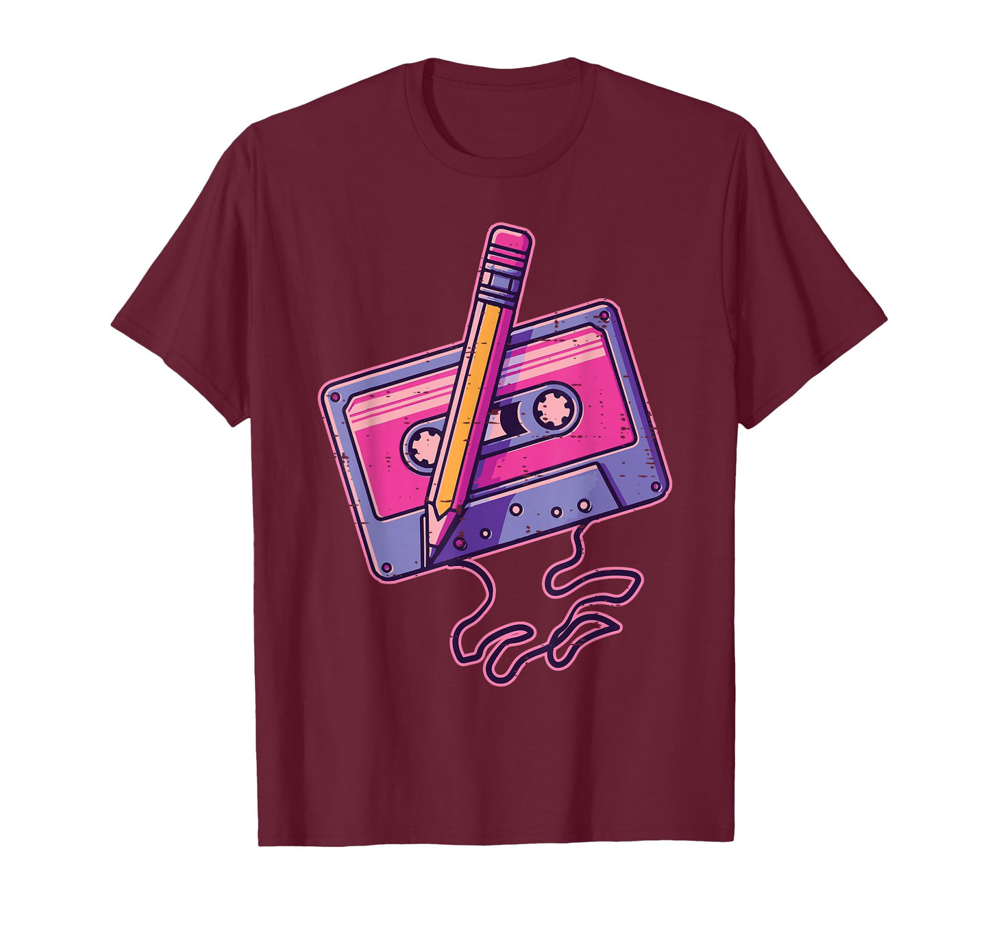 Casette Tape Pencil Funny 70s 80s 90s Music Women Men Kids T-Shirt