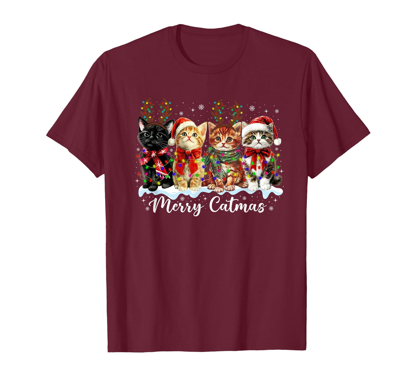 Merry Catmas Santa Hat Xmas Family Pajamas Christmas Cat T-Shirt