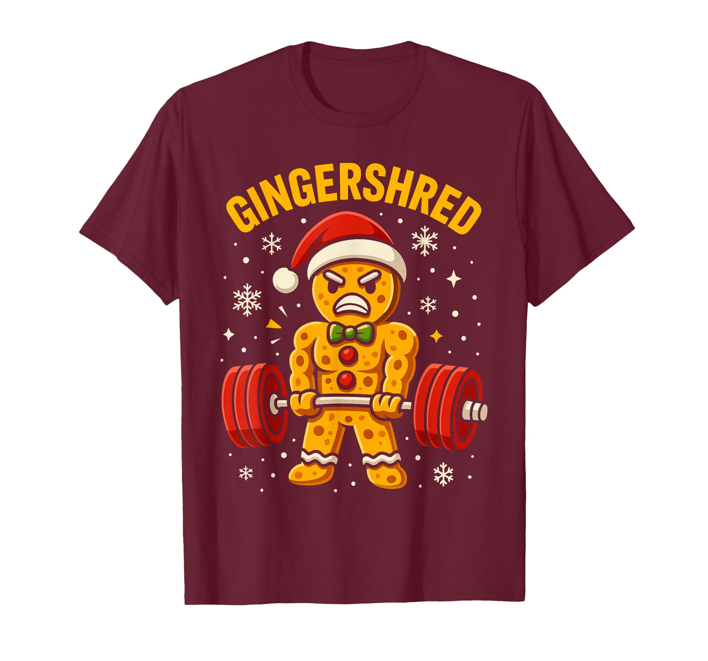 Xmax Gym Gingerbread Man Costume, Cool Gingershred Christmas T-Shirt