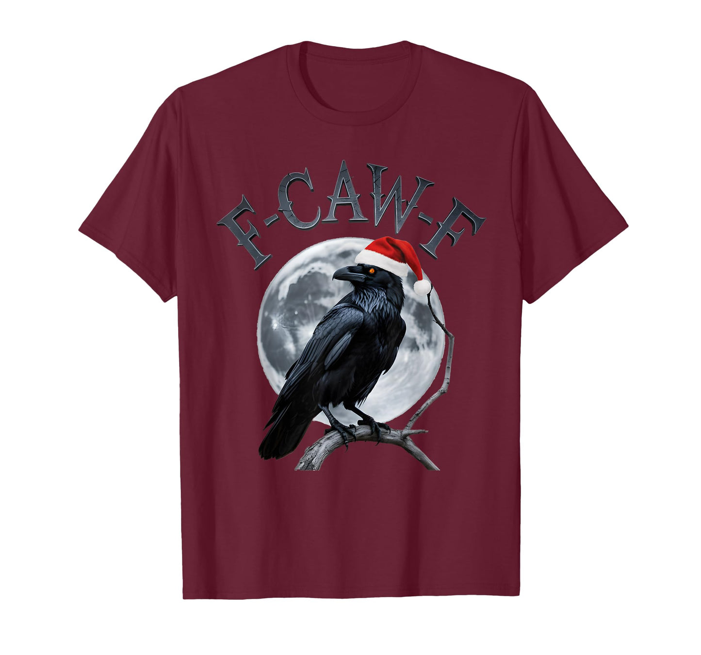 Funny Crow F-CAW-F Black Bird Gothic Christmas Santa Hat T-Shirt