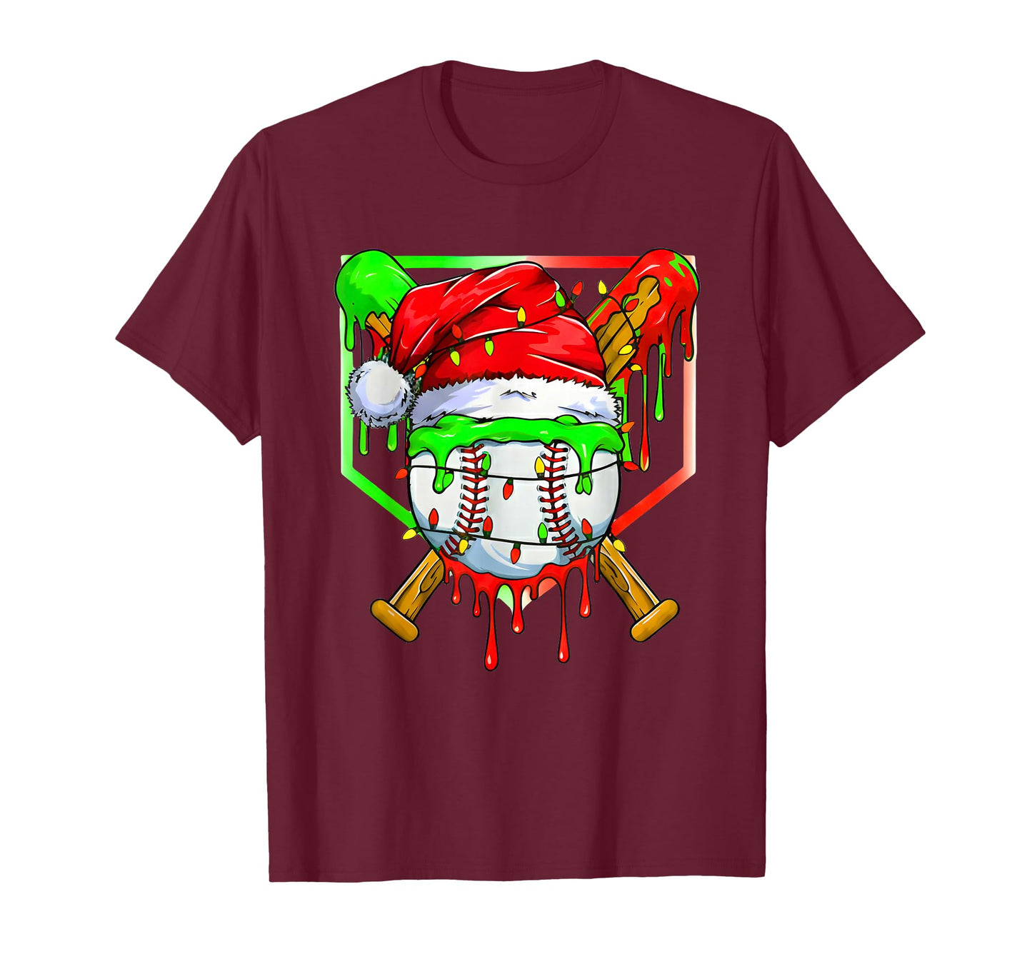 Christmas Baseball Drip for Boys Ice Cream Drip Baseball T-Shirt