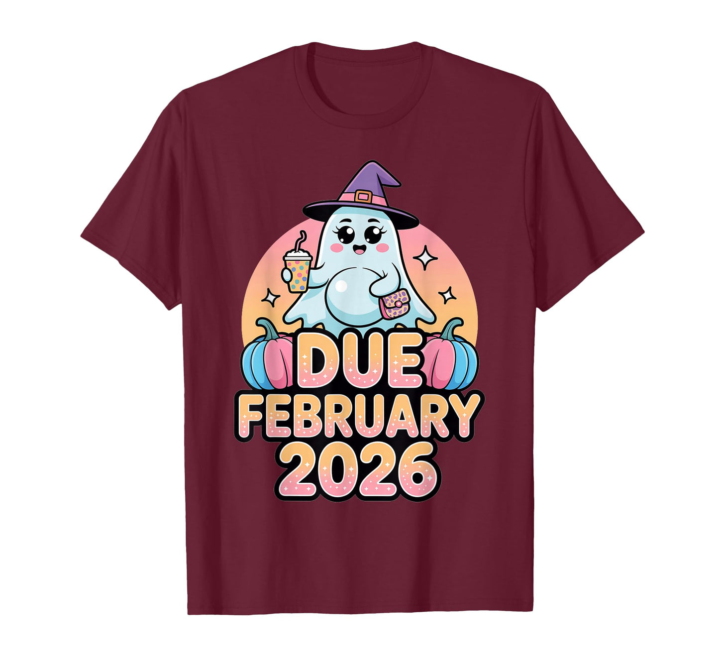 Halloween Pregnant Due February 2026 Mama Ghost Baby Mom T-Shirt