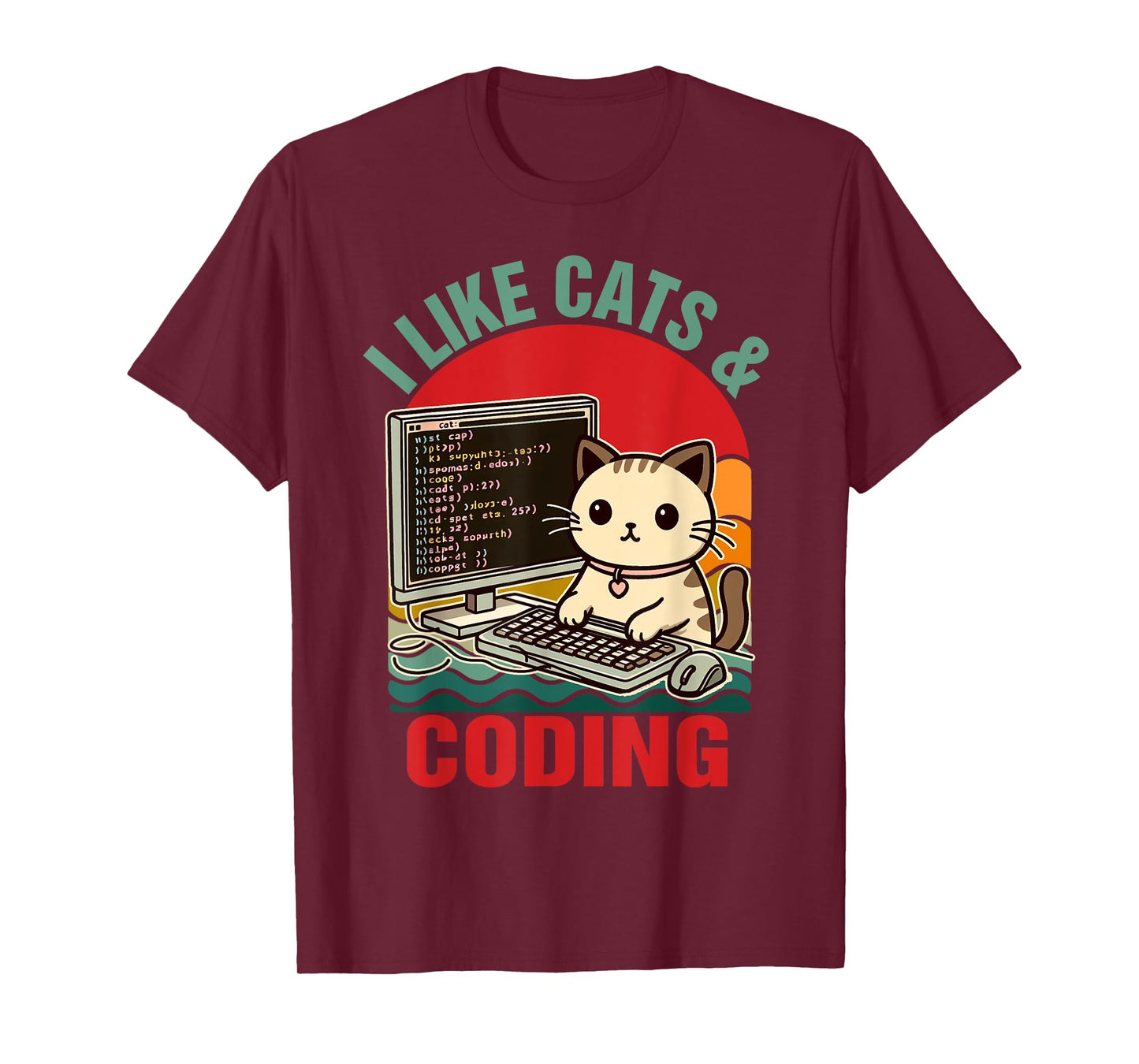 Coder Programmer Cat Lover Cat Dad I Like Cats & Coding Men Women T-Shirt