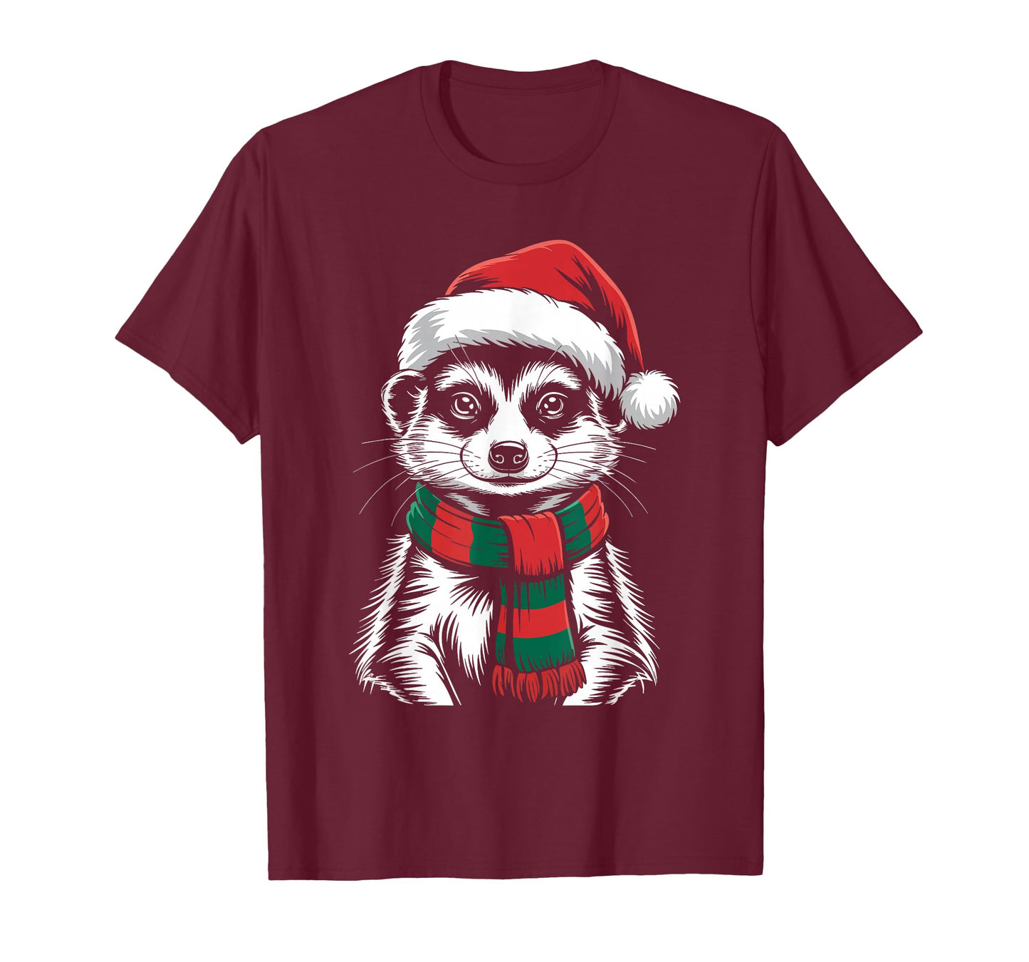 Meerkat Xmas Santa Hat Scarf Christmas Costume T-Shirt
