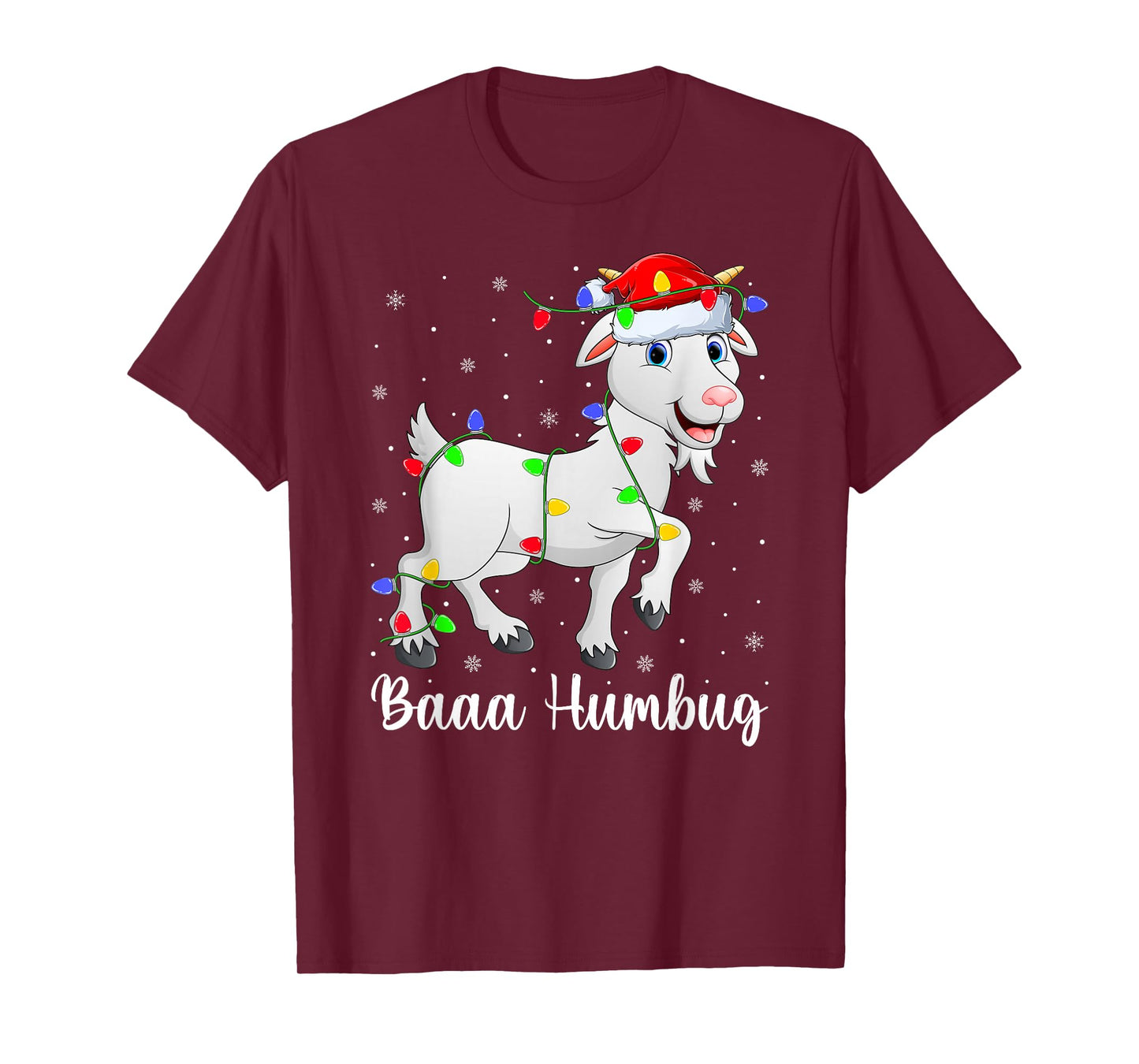 Baa Humbug Xmas Lights Santa Costume Goat Christmas Pajamas T-Shirt