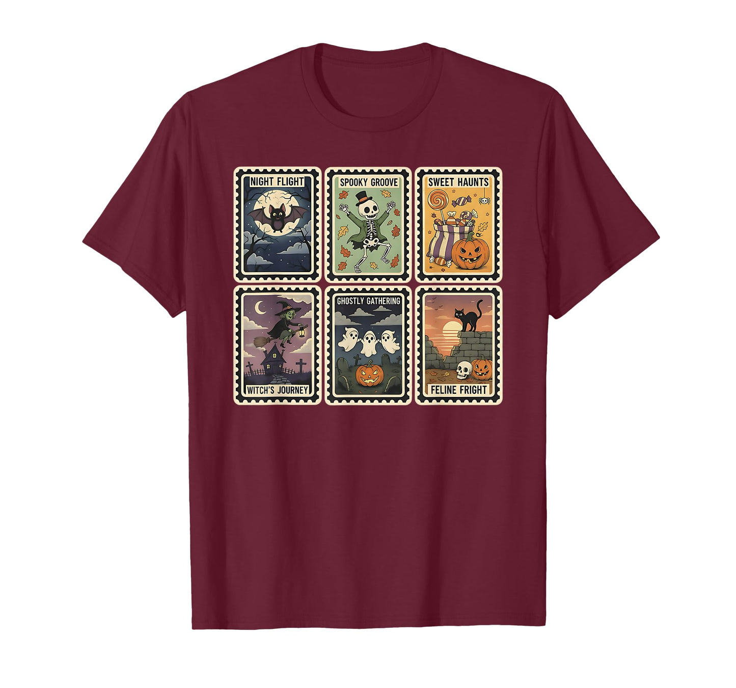 Retro Halloween Stamps Cute Spooky T-Shirt