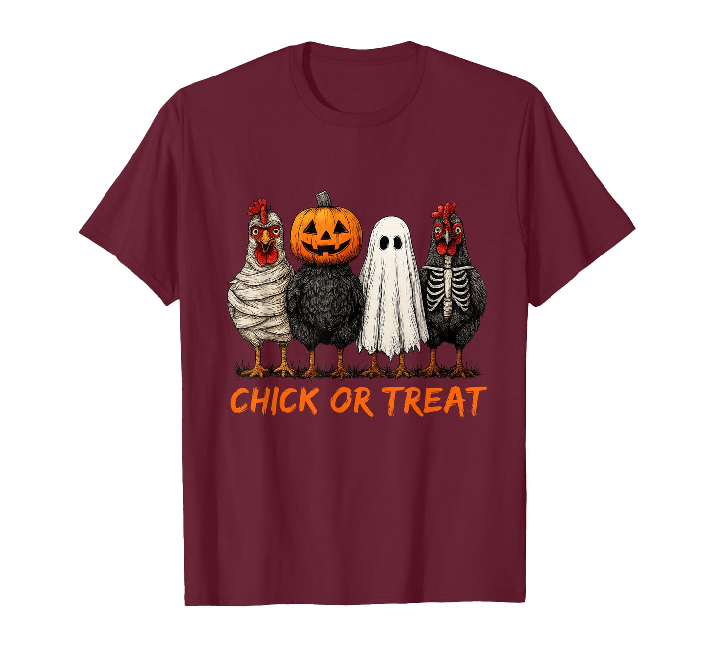 Chick Or Treat Halloween Pumpkin Ghost Spooky Funny Chicken T-Shirt