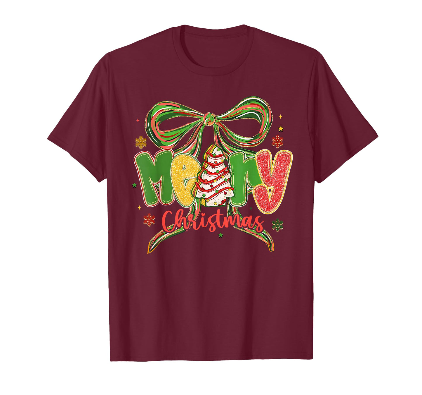 Coquette Bow Merry Christmas Xmas Family Pajamas Holiday T-Shirt