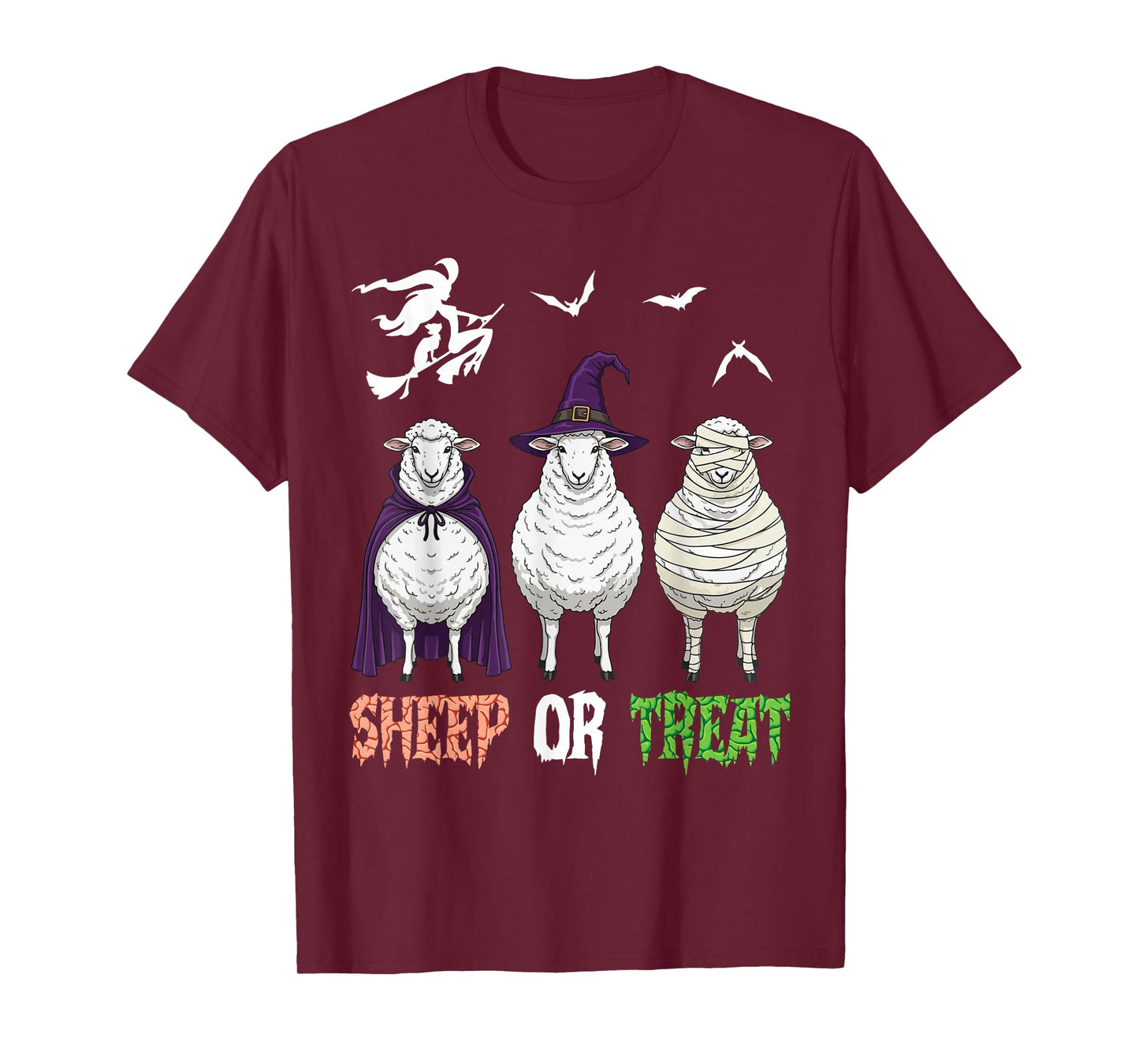 Sheep Or Treat Halloween Witch Ghost Pumpkin Sheeps Costume T-Shirt