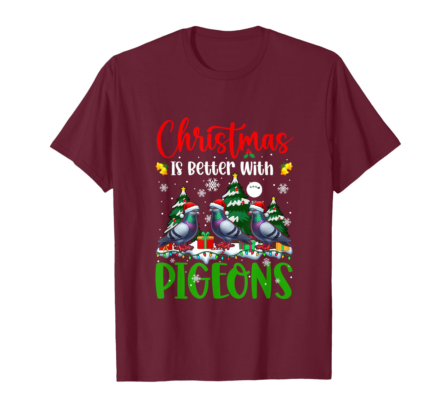 Xmas is Better Funny Joke Pigeons Lover Christmas Tree T-Shirt