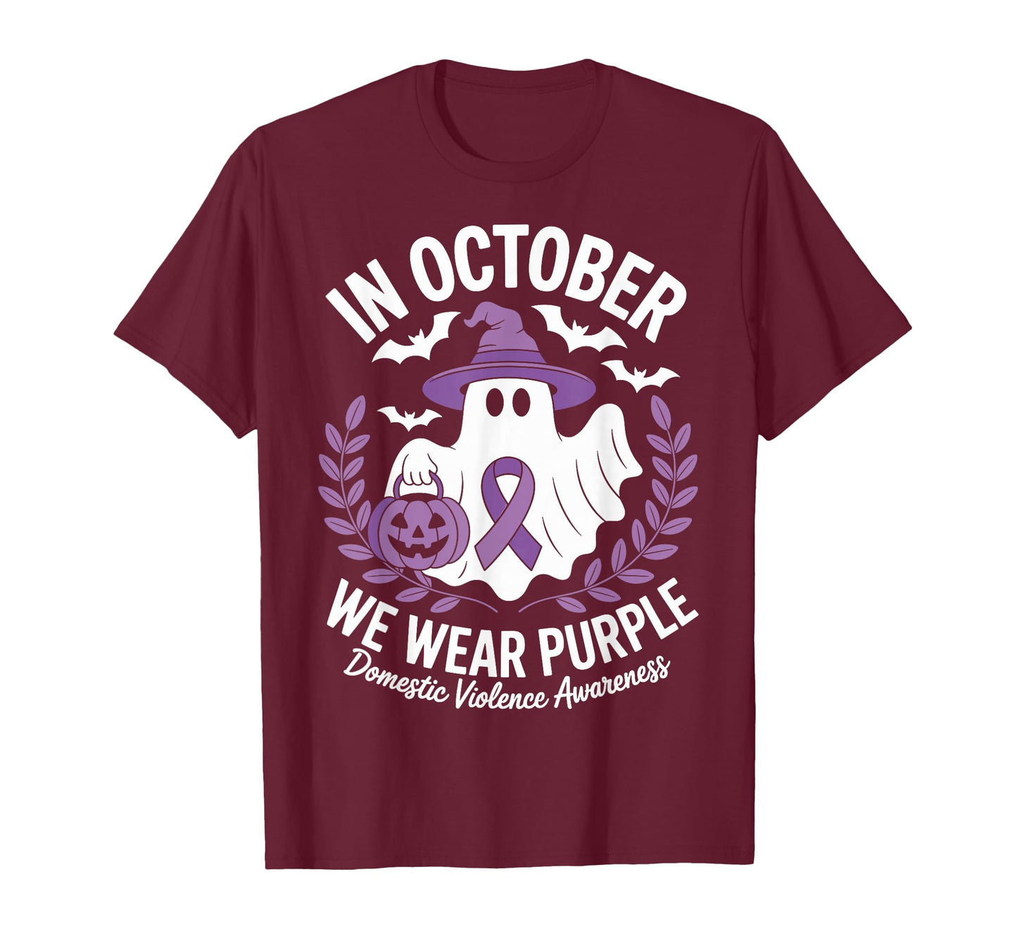 Halloween Ghost Purple Domestic Violence Awareness Men Women T-Shirt
