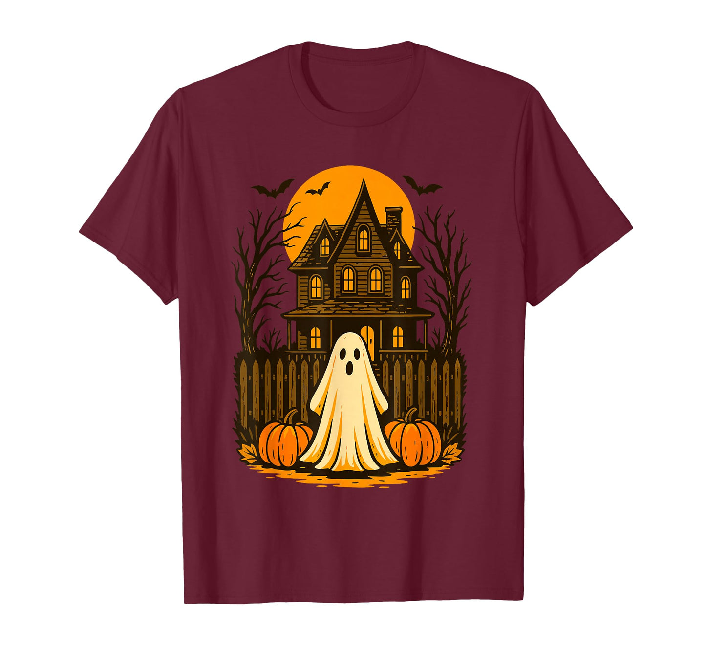 Vintage Ghost Boo Haunted House Halloween Design T-Shirt