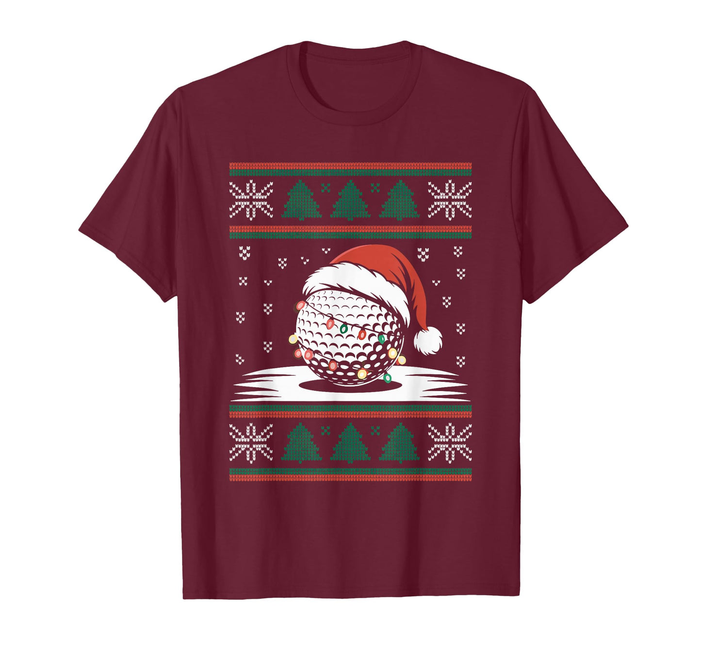 Golf Ball Santa Hat Ugly Christmas Sweater Golfer Golfing T-Shirt